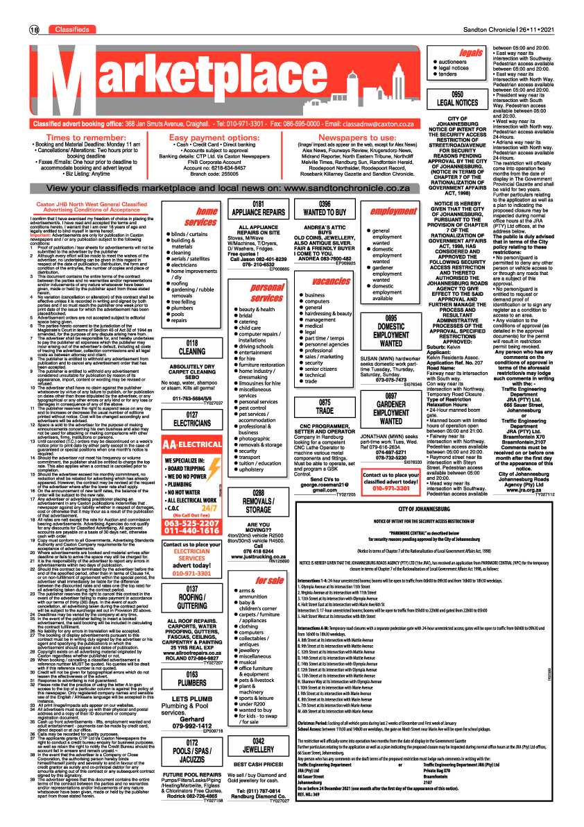 Sandton Chronicle 26 November 2021 page 18