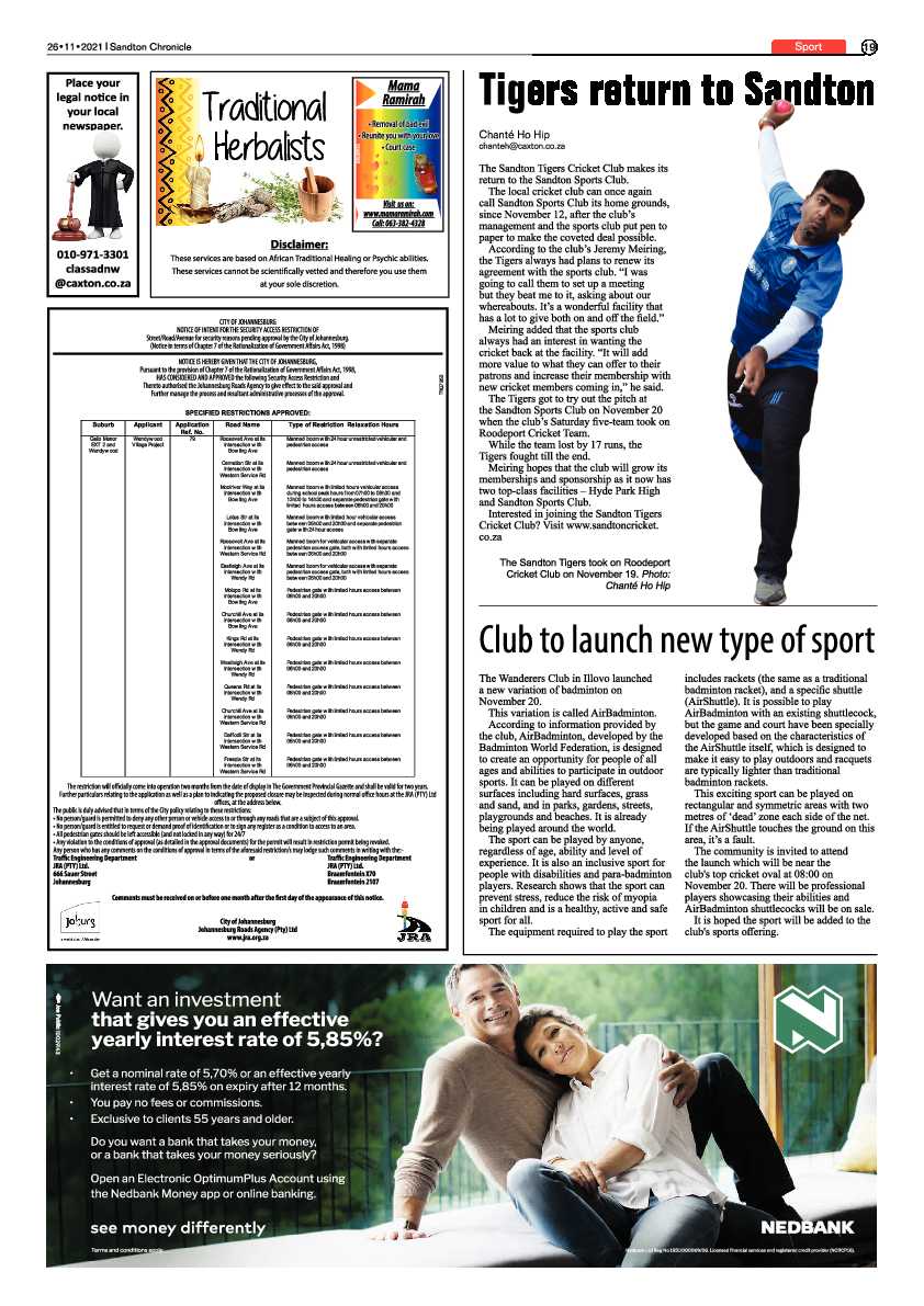 Sandton Chronicle 26 November 2021 page 19