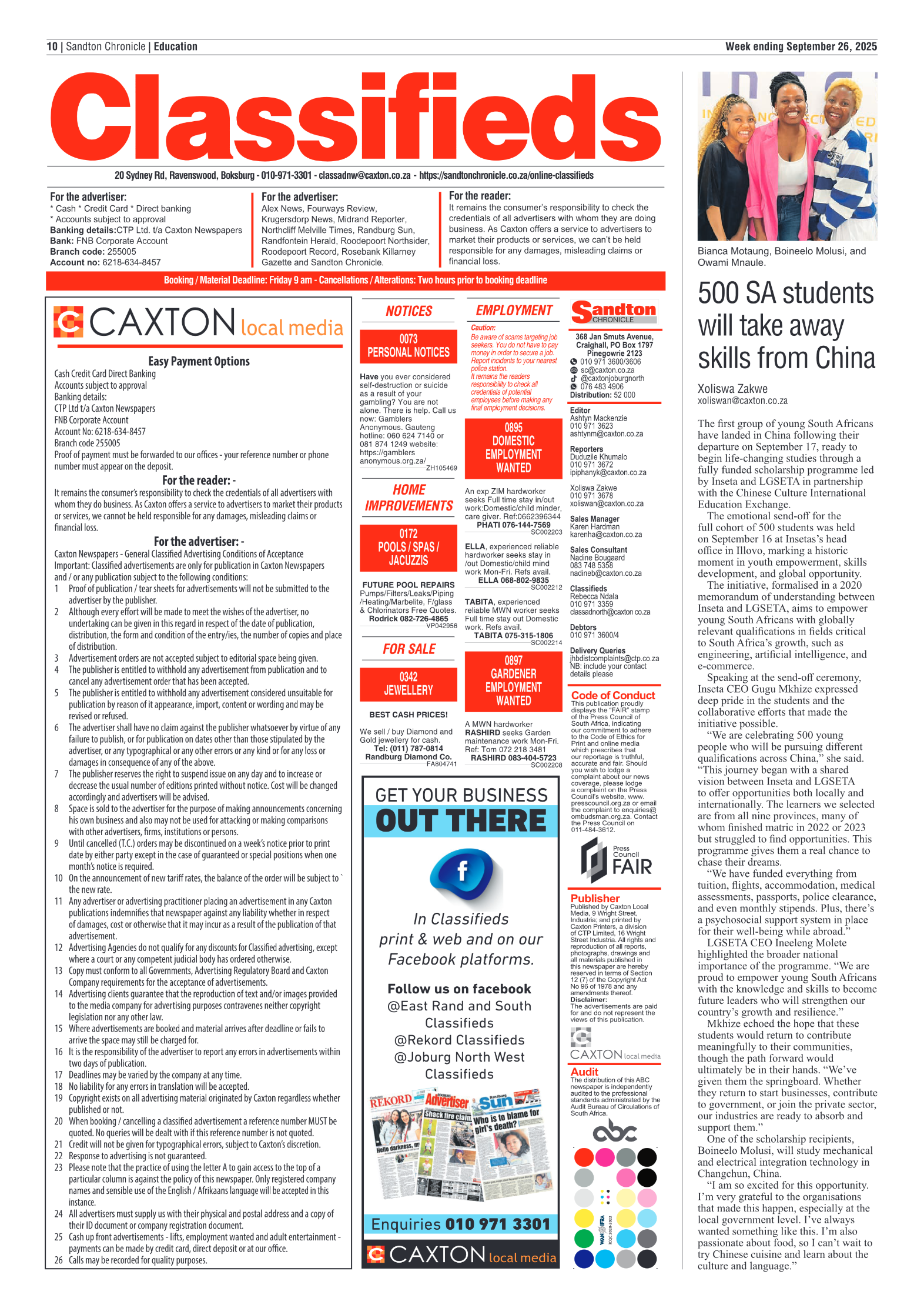 Sandton Chronicle 26 September 2025 page 10