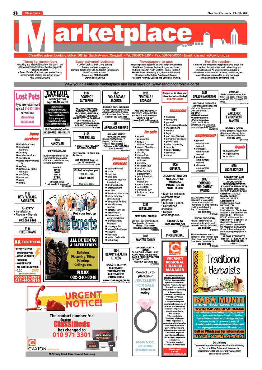 Sandton Chronicle 27 August 2021 page 18