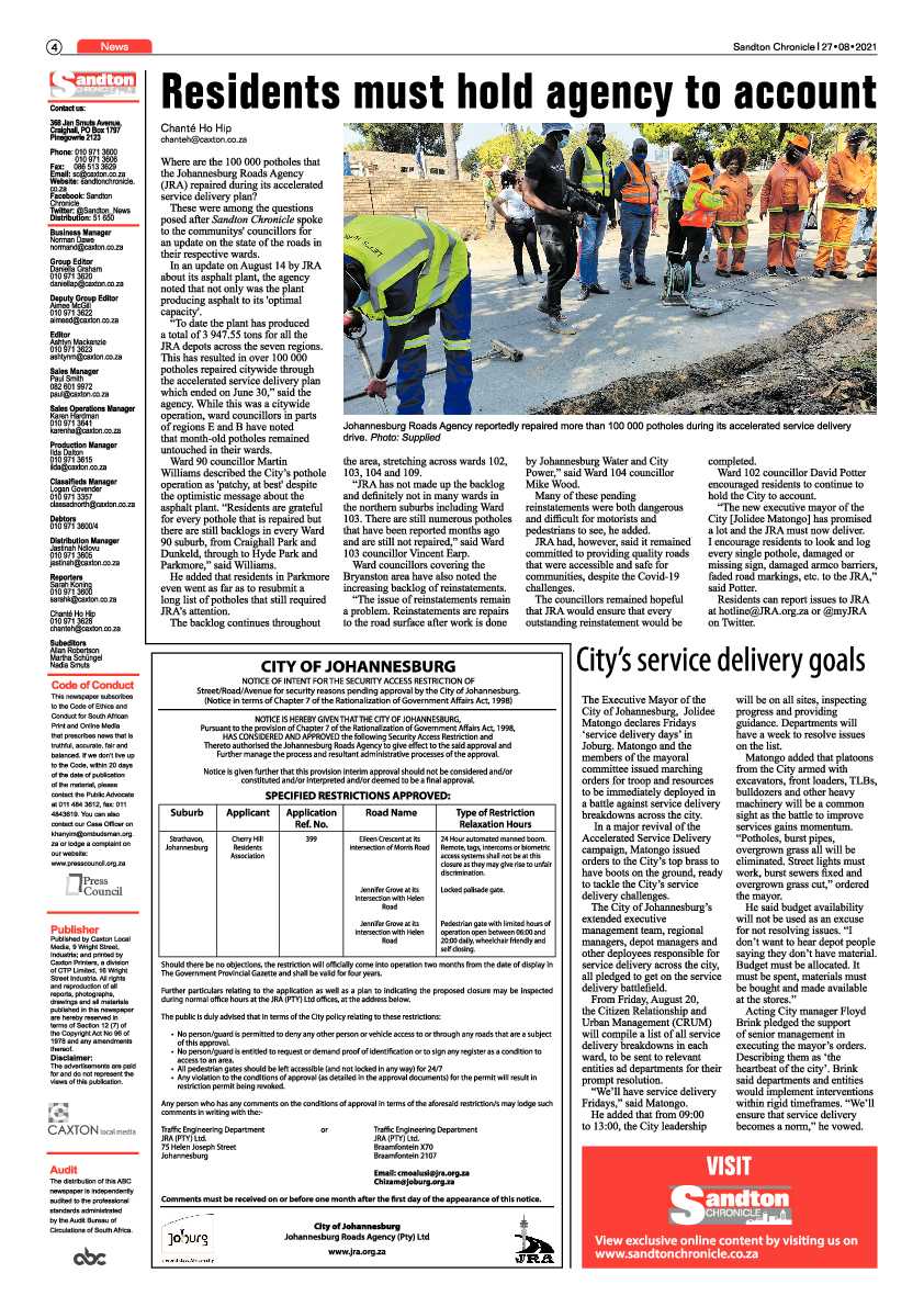 Sandton Chronicle 27 August 2021 page 4