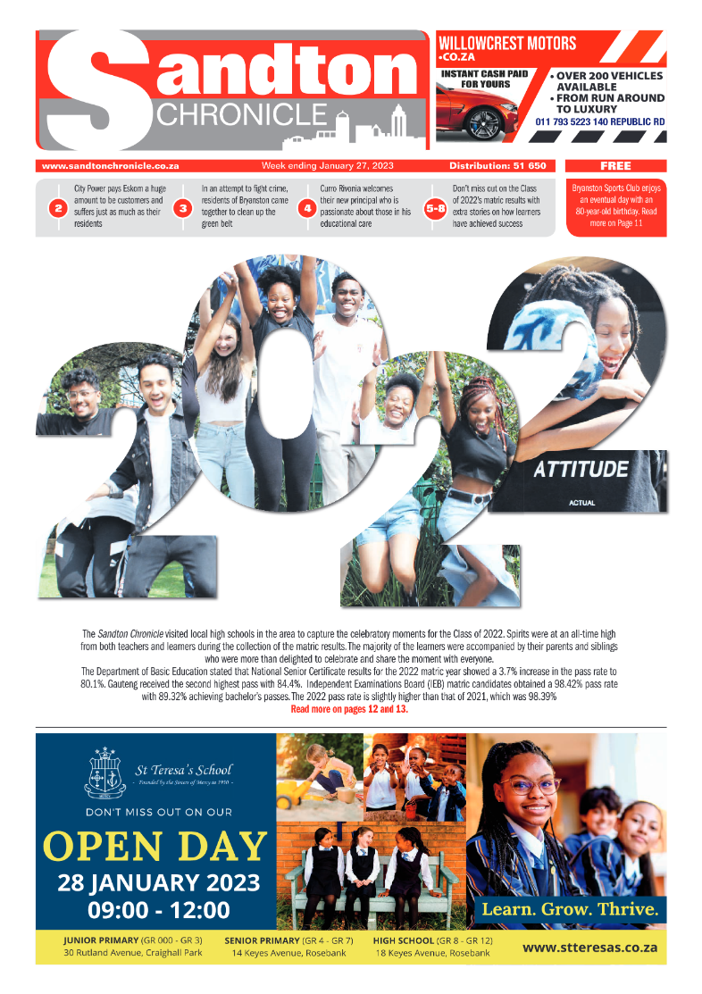 Sandton Chronicle 27 Jan 2023 page 1