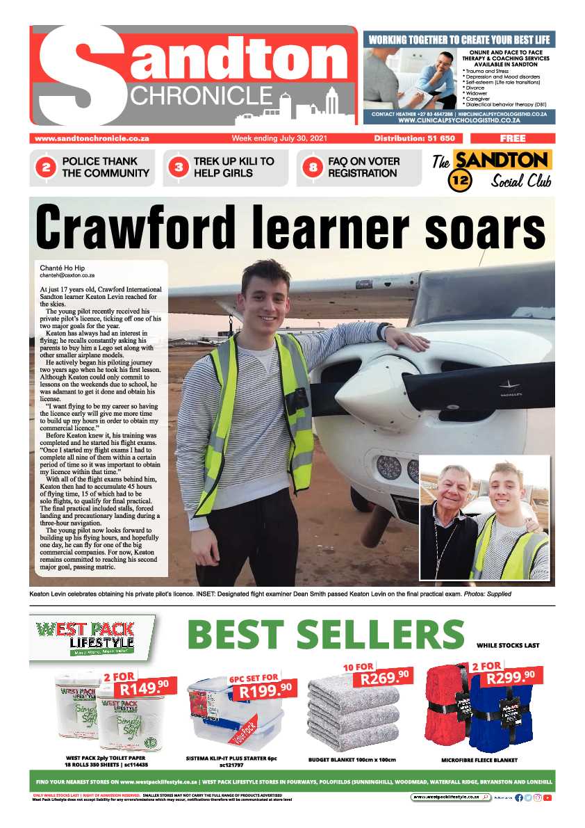 Sandton Chronicle 27 July 2021 page 1