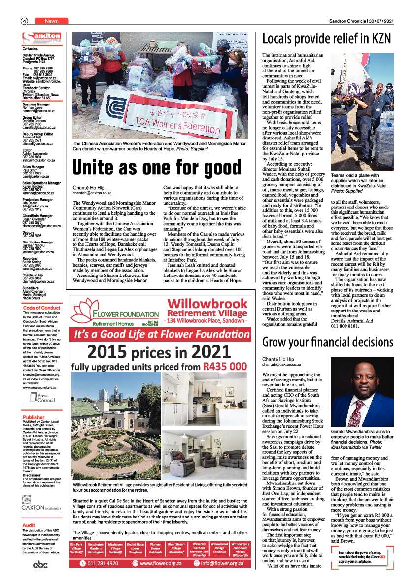 Sandton Chronicle 27 July 2021 page 4