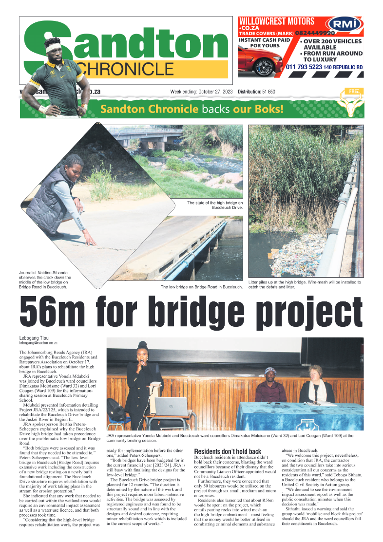 Sandton Chronicle 27 October 2023 page 1