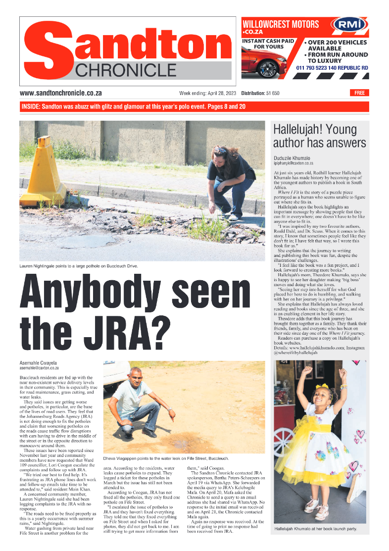Sandton Chronicle 28 April 2023 page 1