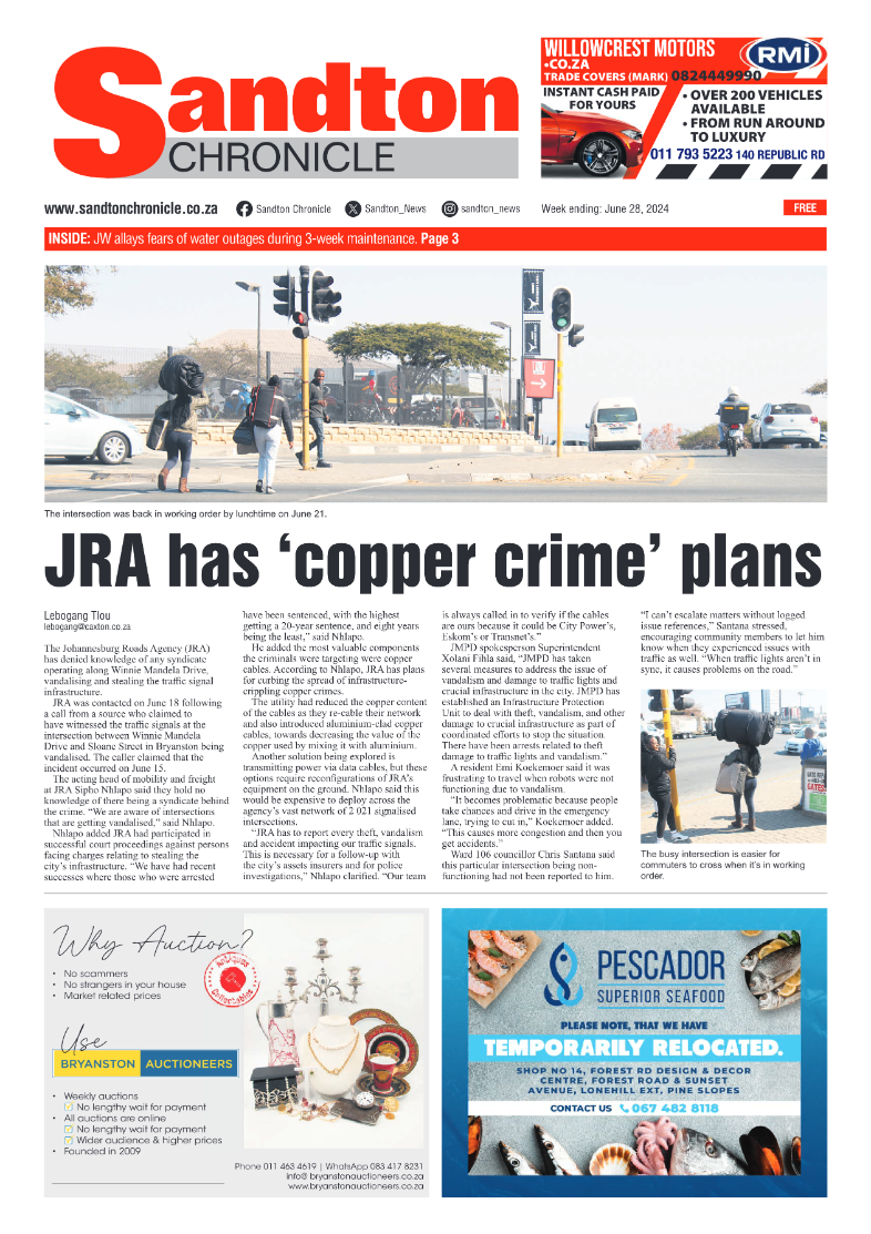 Sandton Chronicle 28 June 2024 page 1