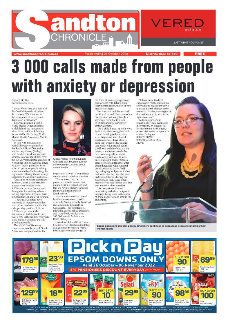 Sandton Chronicle 28 Oct 2022 page 1