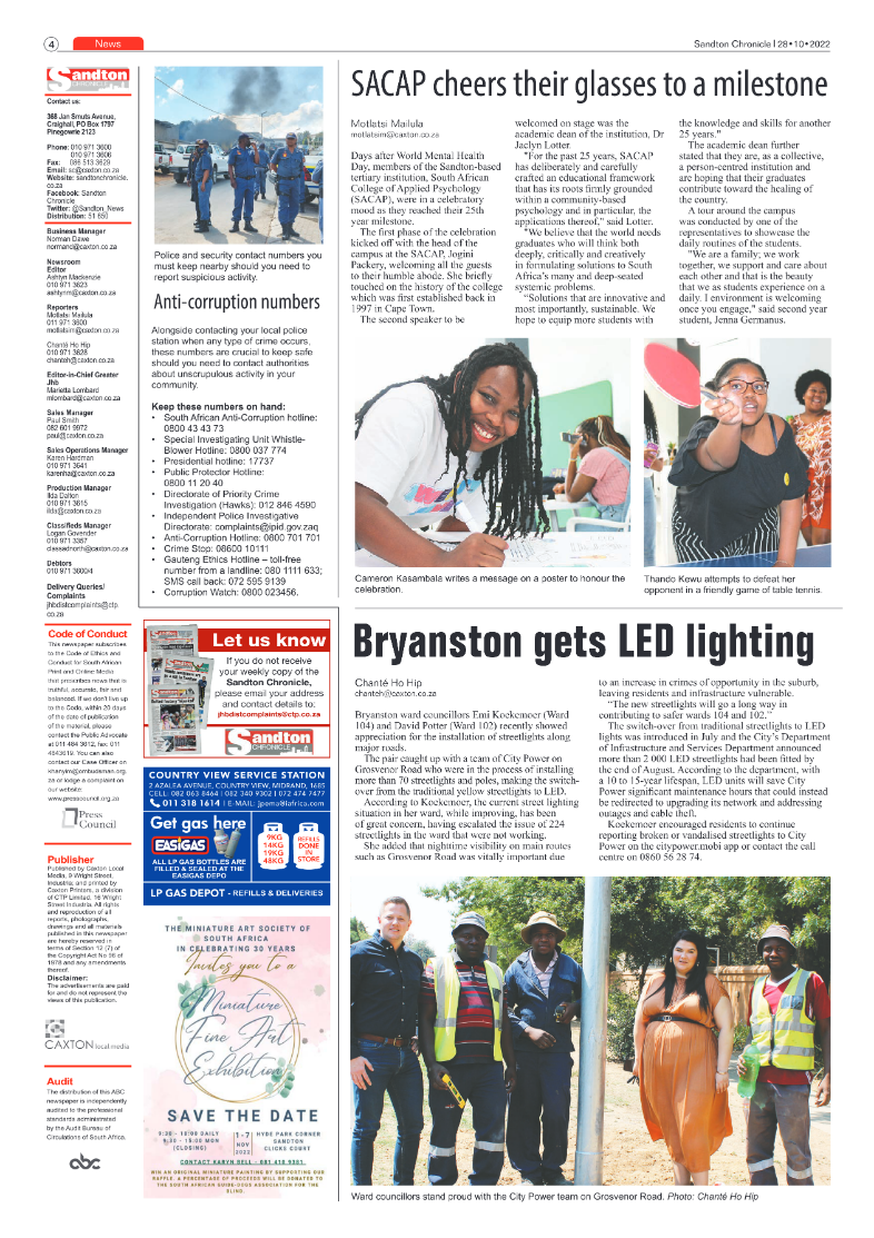 Sandton Chronicle 28 Oct 2022 page 4