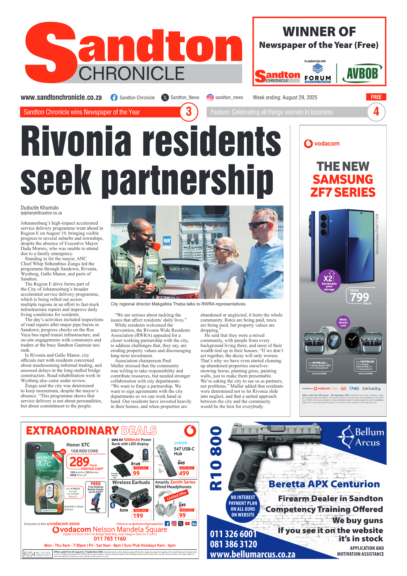 Sandton Chronicle 29 August 2025 page 1
