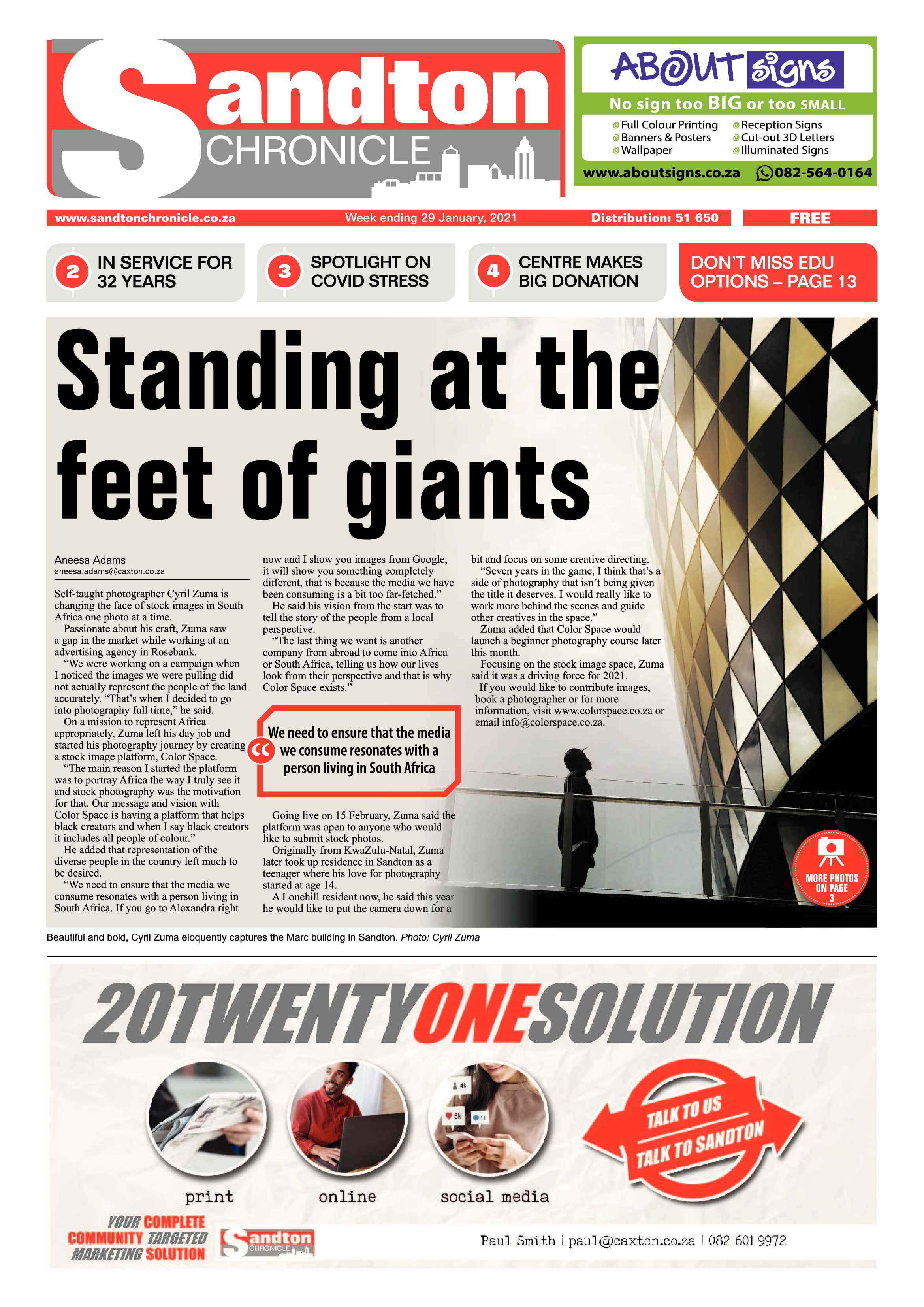 Sandton Chrinicle 29 January 2021 page 1