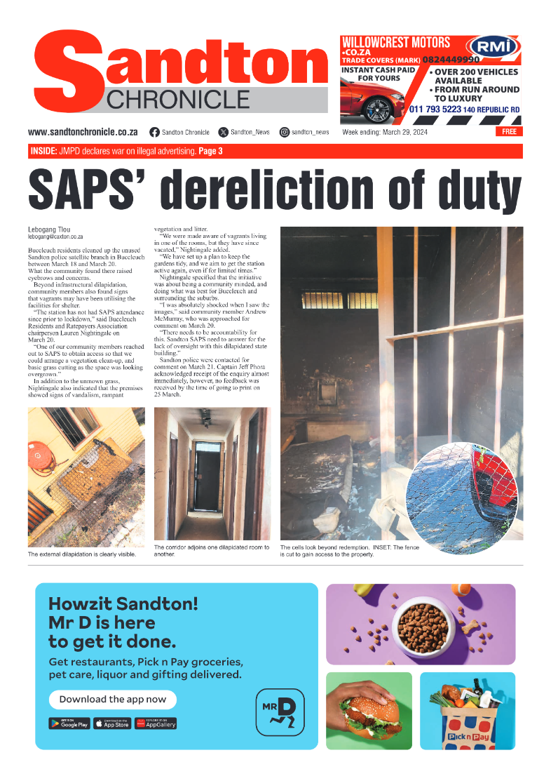 Sandton Chronicle 29 March 2024 page 1