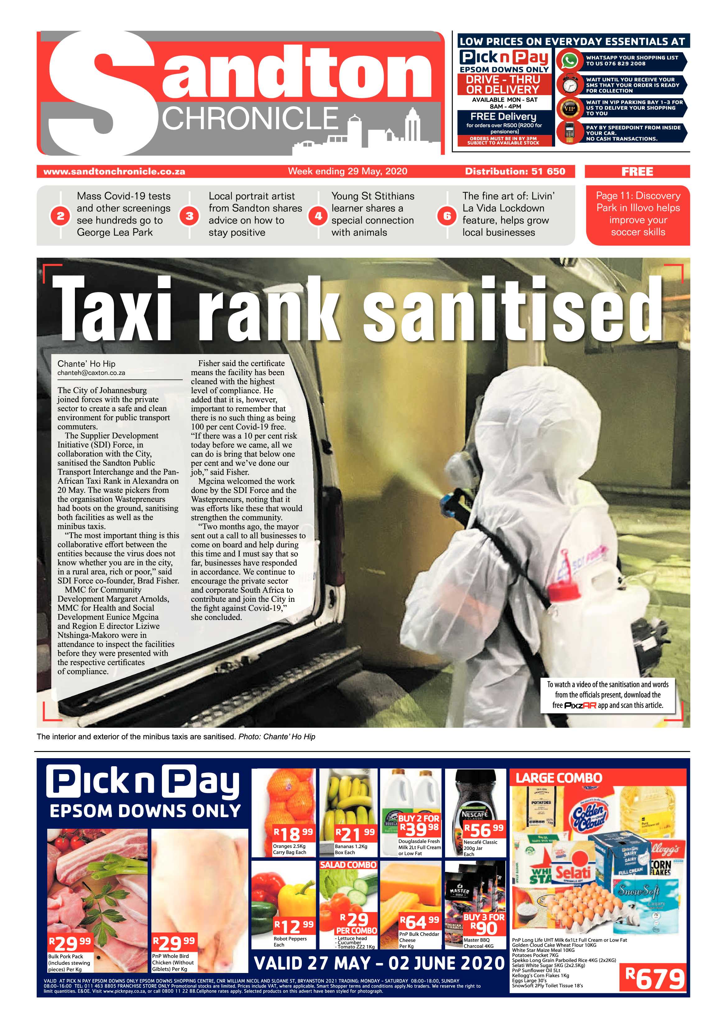 Sandton Chronicle 29 May 2020 page 1