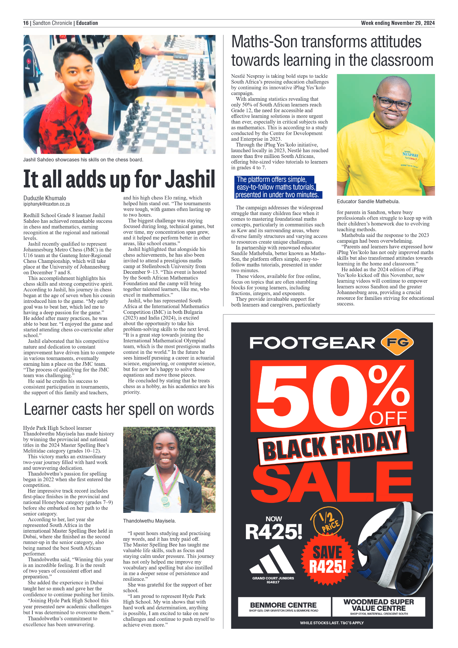 Sandton Chronicle 29 November 2024 page 16