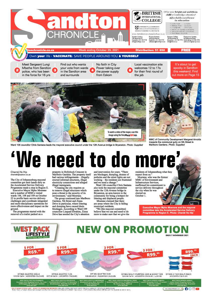 Sandton Chronicle 29 October 2021 page 1