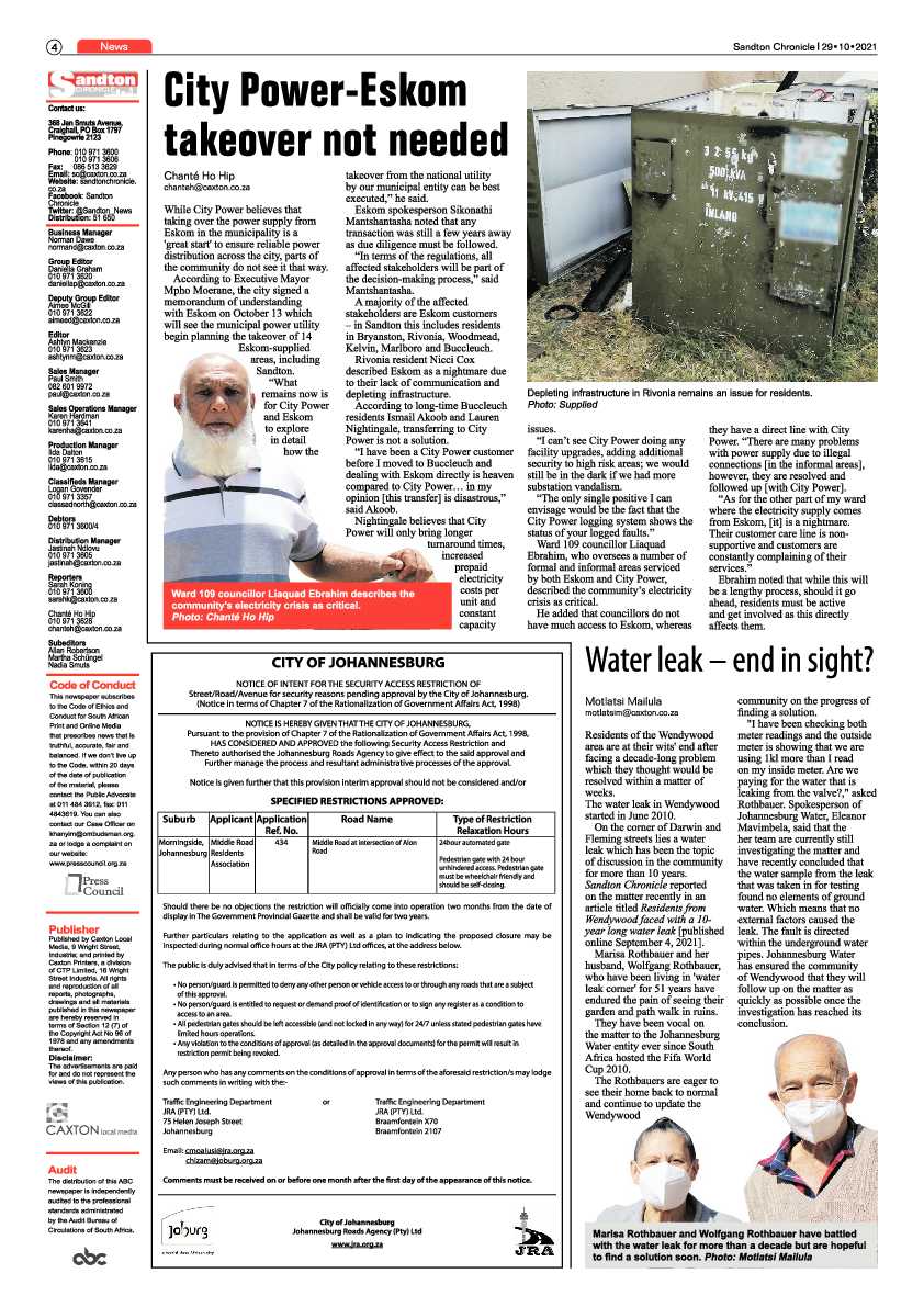 Sandton Chronicle 29 October 2021 page 4
