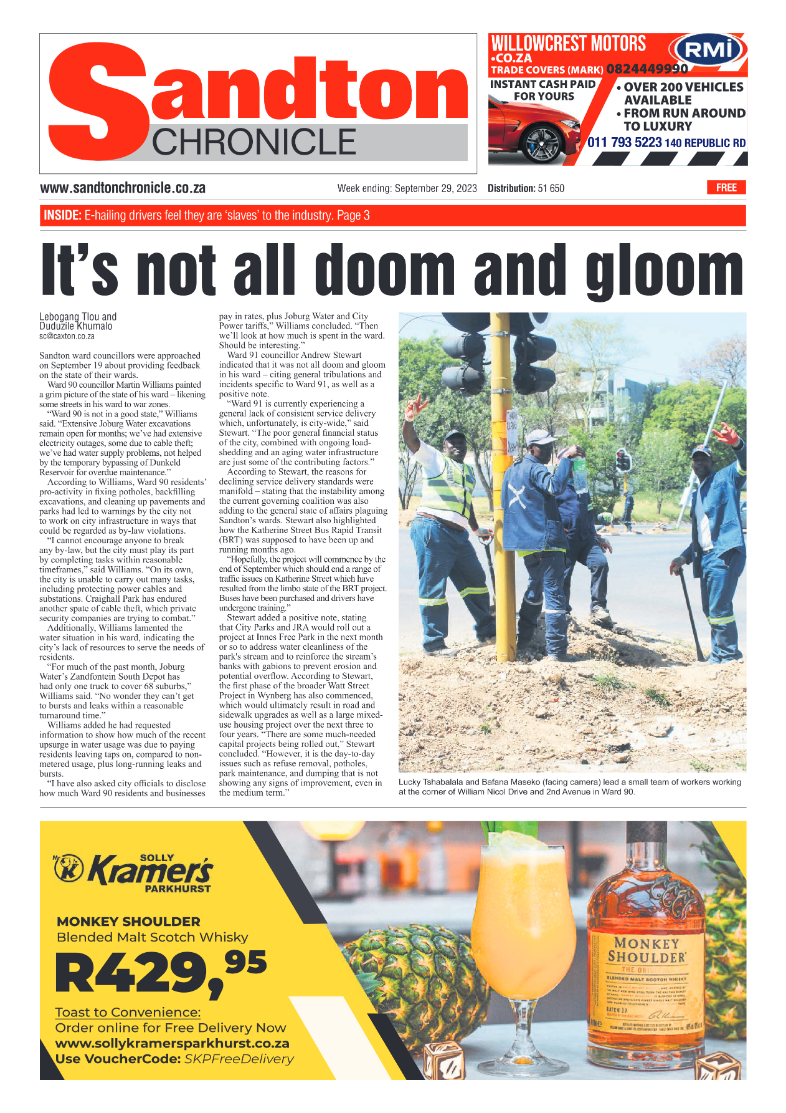 Sandton Chronicle 29 September 2023 page 1