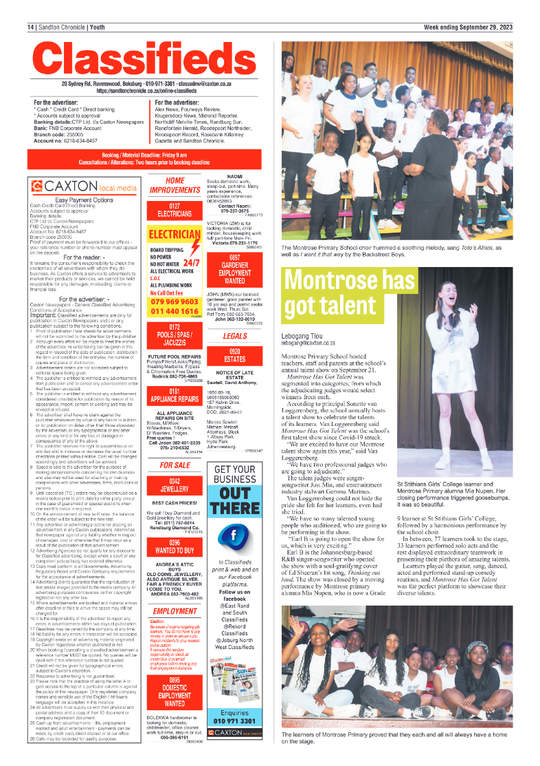Sandton Chronicle 29 September 2023 page 14