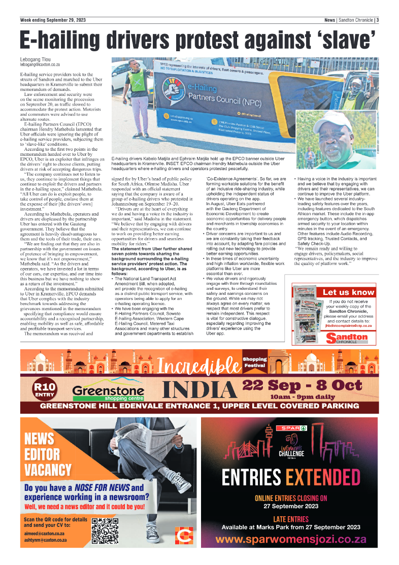Sandton Chronicle 29 September 2023 page 3