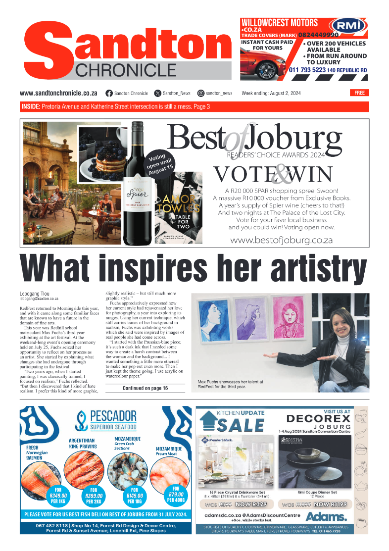 Sandton Chronicle 2 August 2024 page 1
