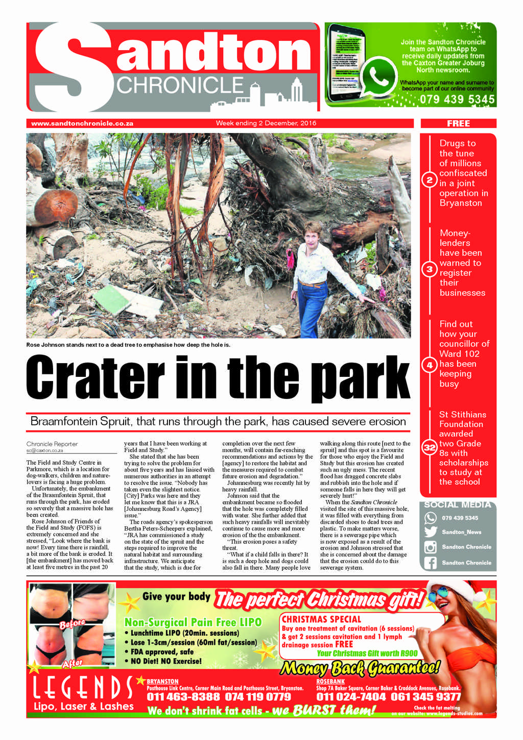 Sandton Chronicle 2 December 2016 page 1
