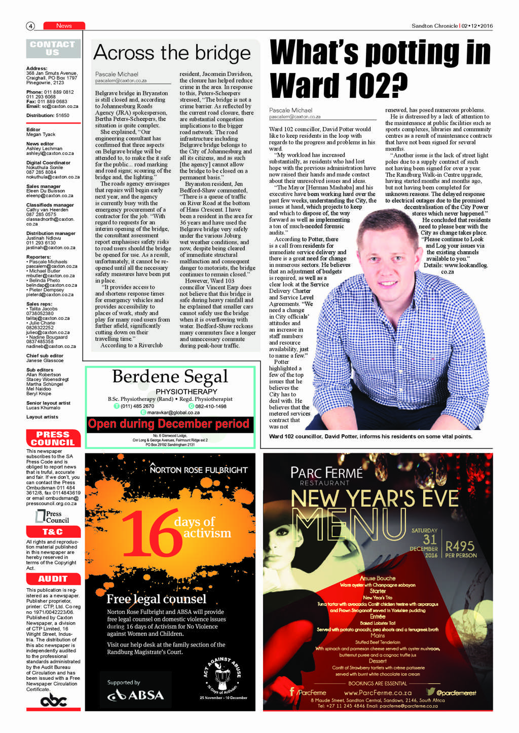 Sandton Chronicle 2 December 2016 page 4