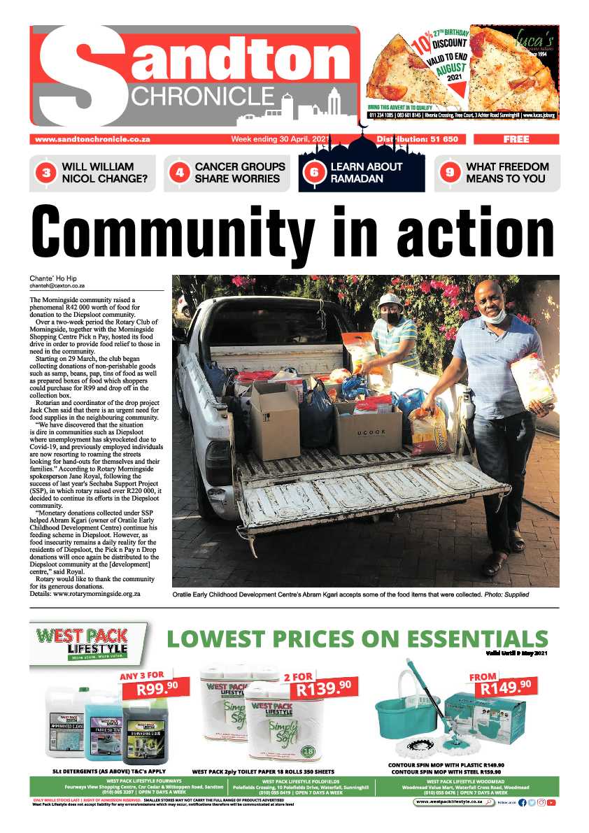 Sandton Chronicle 30 April 2021 page 1