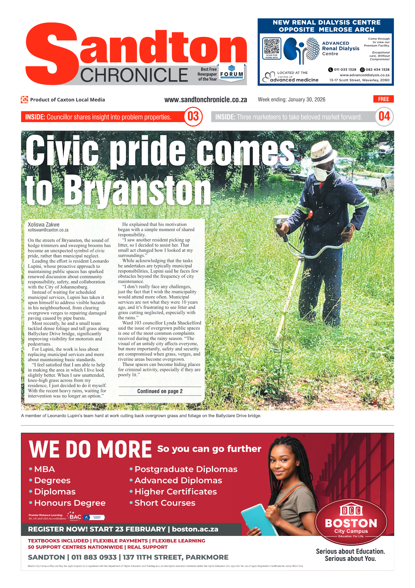 Sandton Chronicle 30 January 2026 page 1