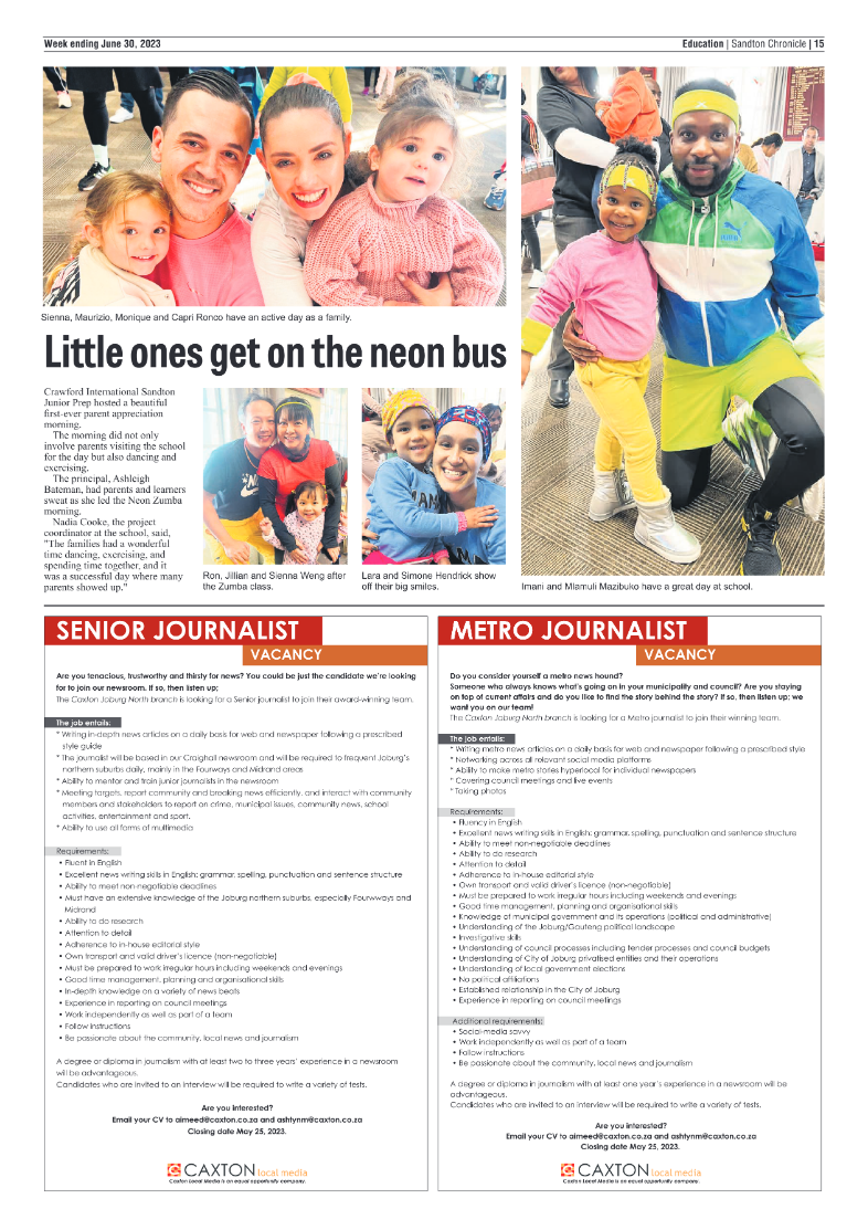 Sandton Chronicle 30 June 2023 page 15