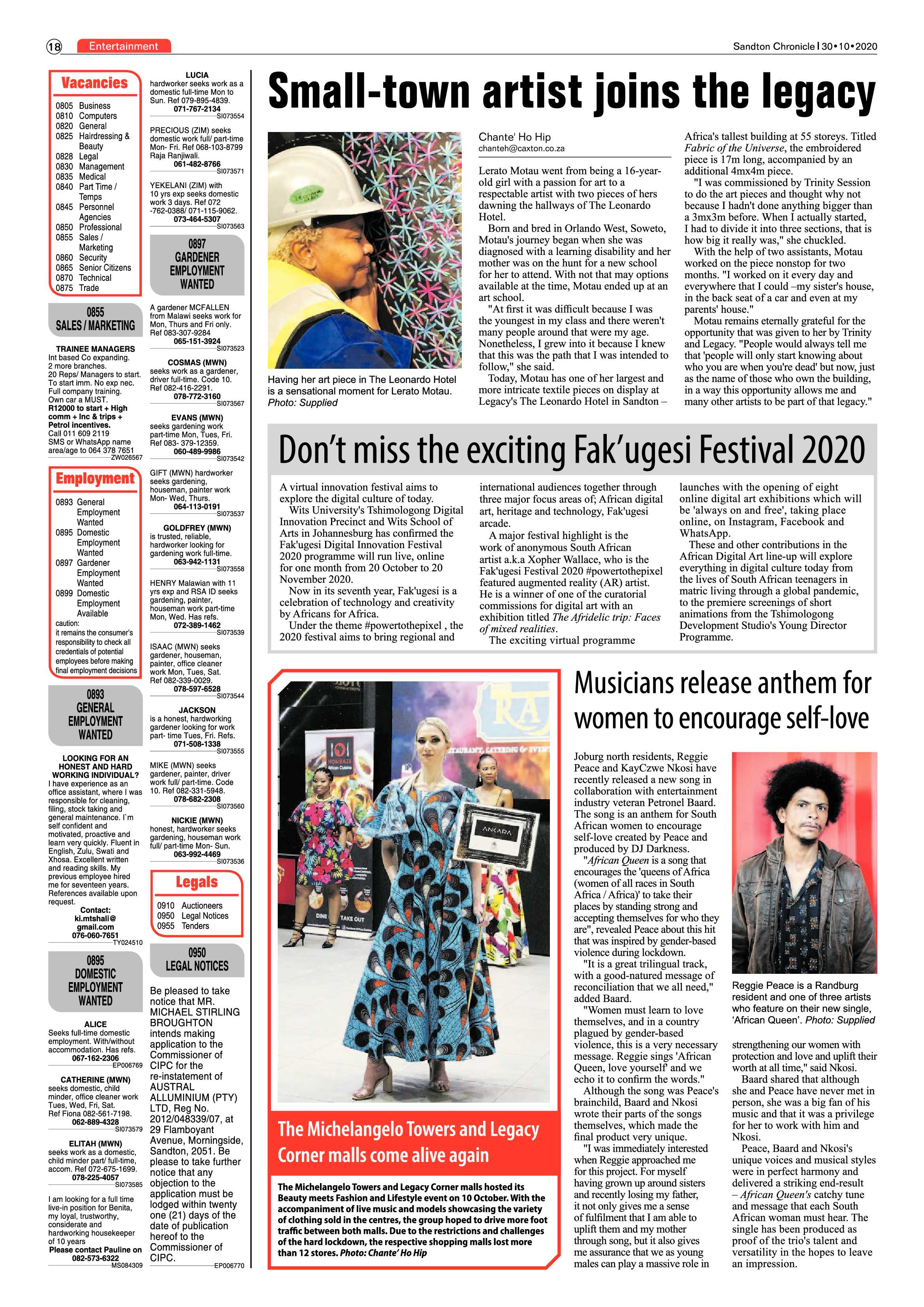 Sandton Chronicle 30 October 2020 page 18