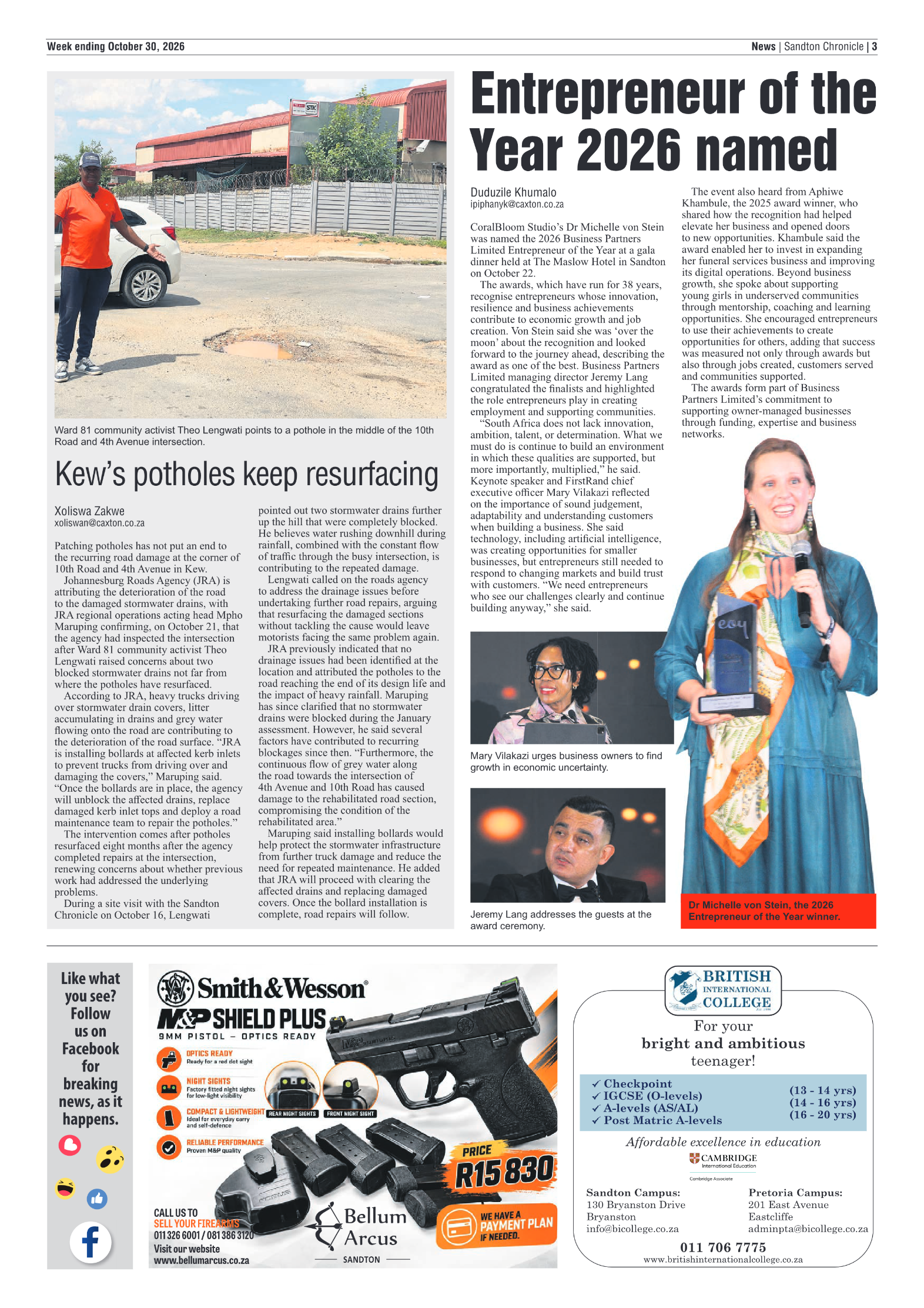 Sandton Chronicle 30 October 2026 page 3