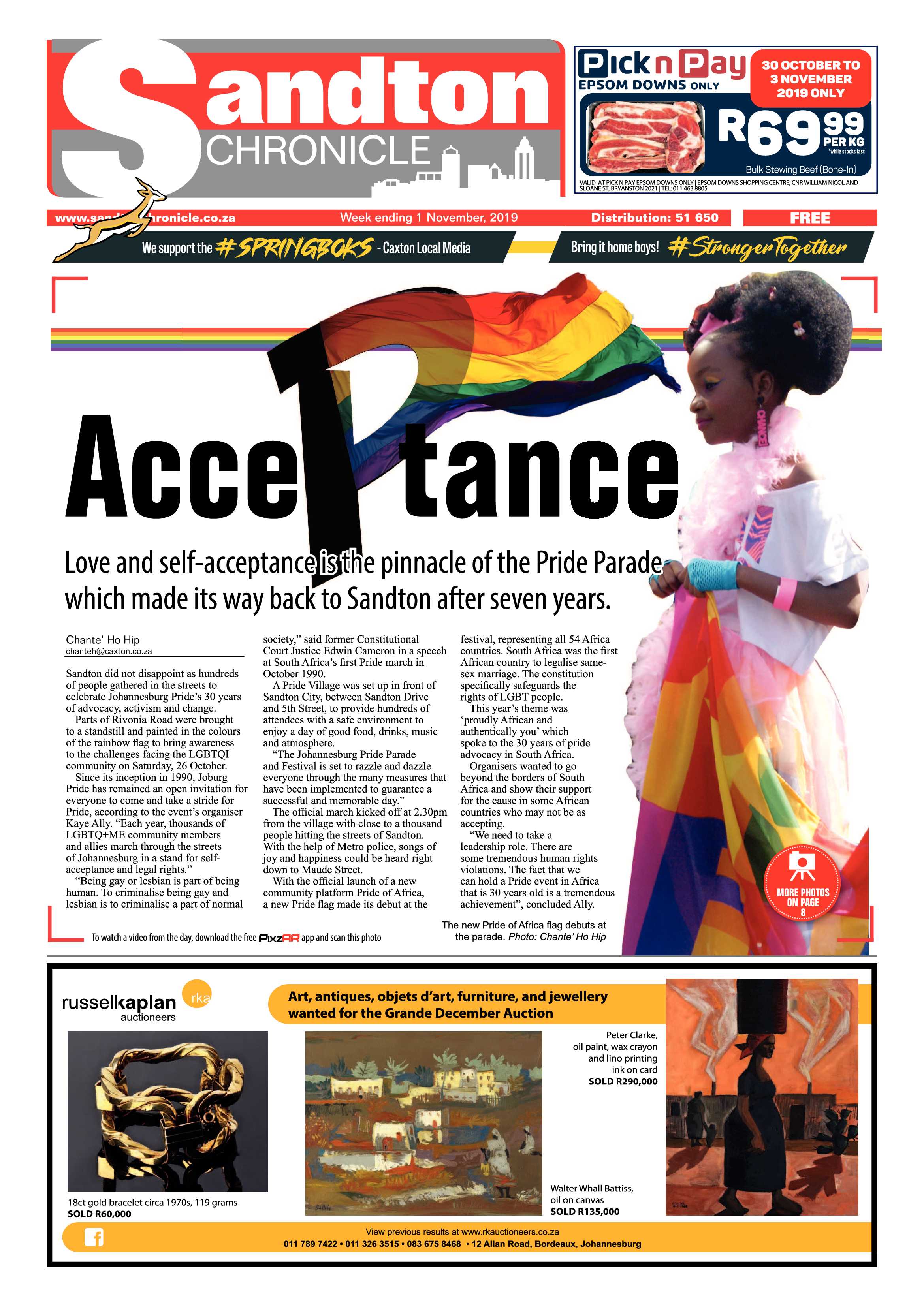 Sandton Chronicle 30 October, 2019 page 1
