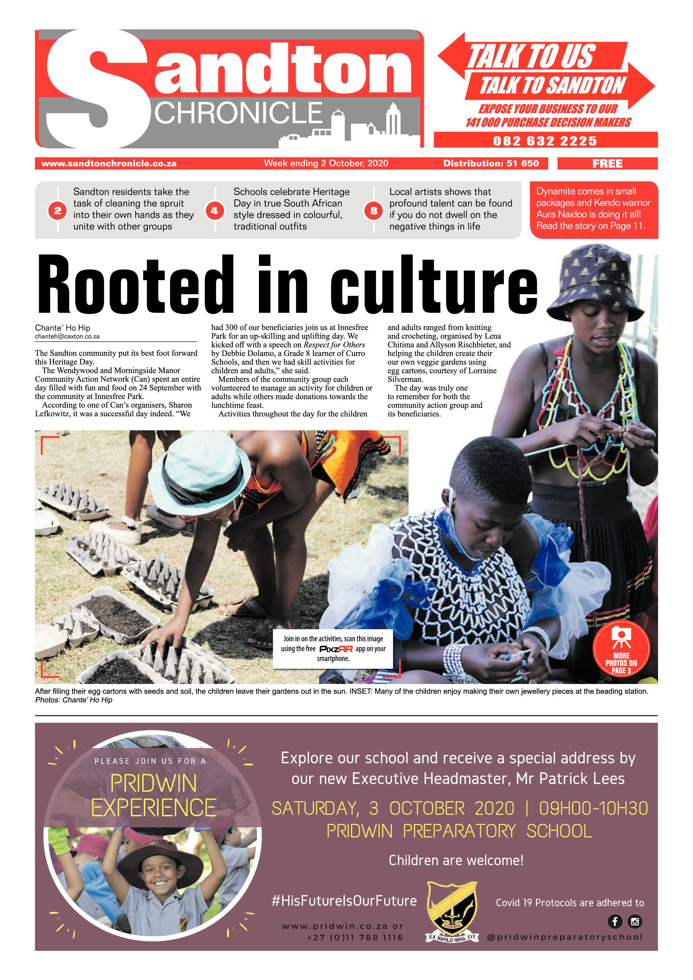 Sandton Chronicle 02 October 2020 page 1