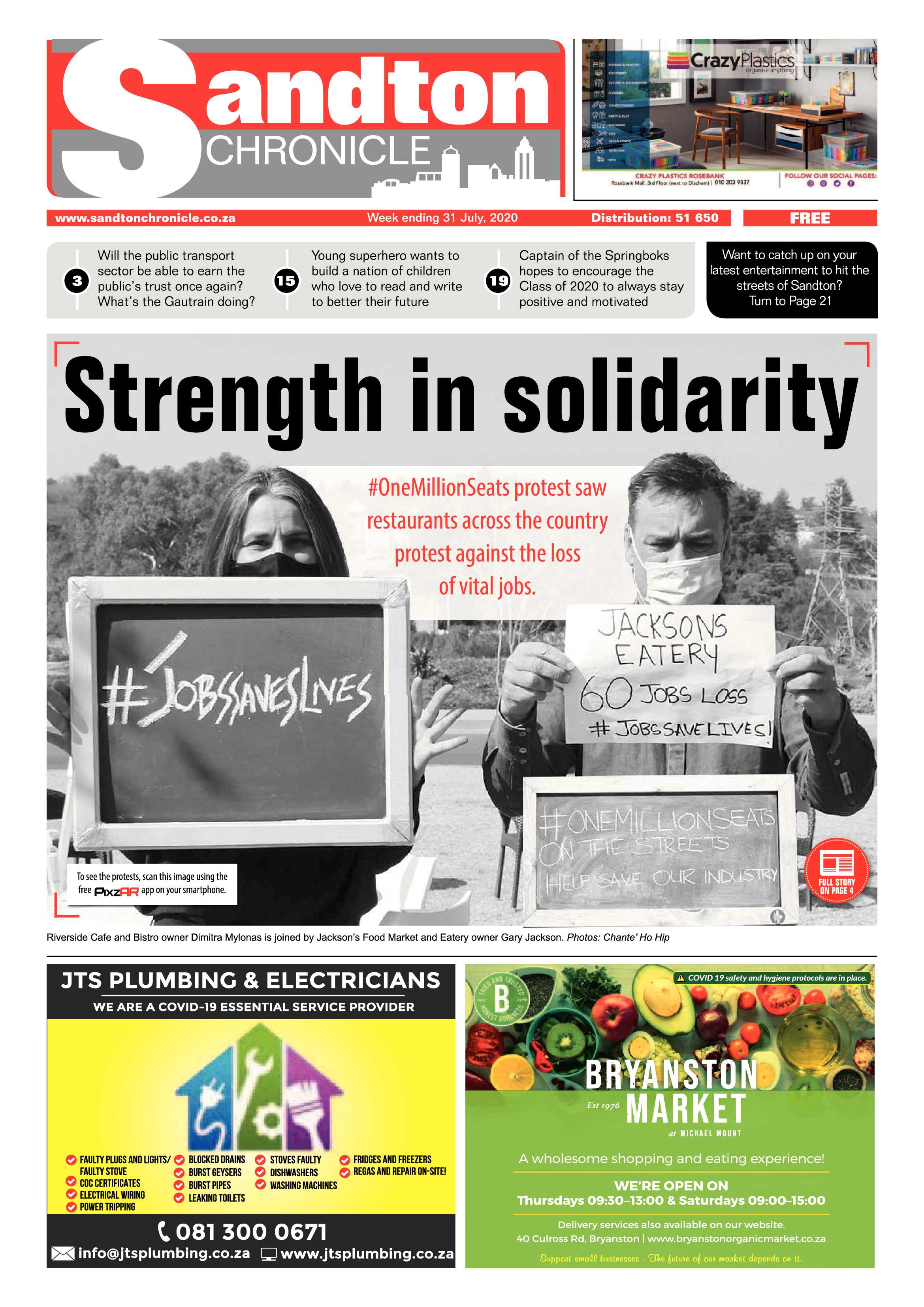 Sandton Chronicle 31 July 2020 page 1