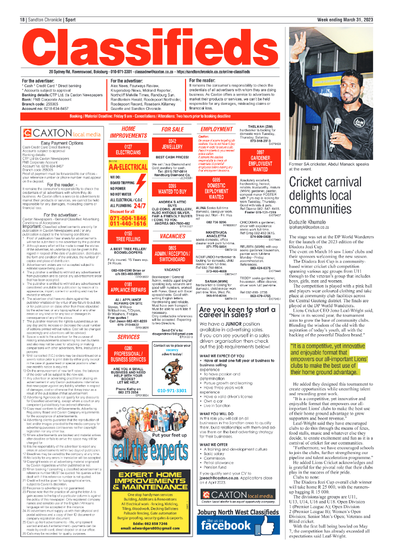 Sandton Chronicle 31 March 2023 page 18