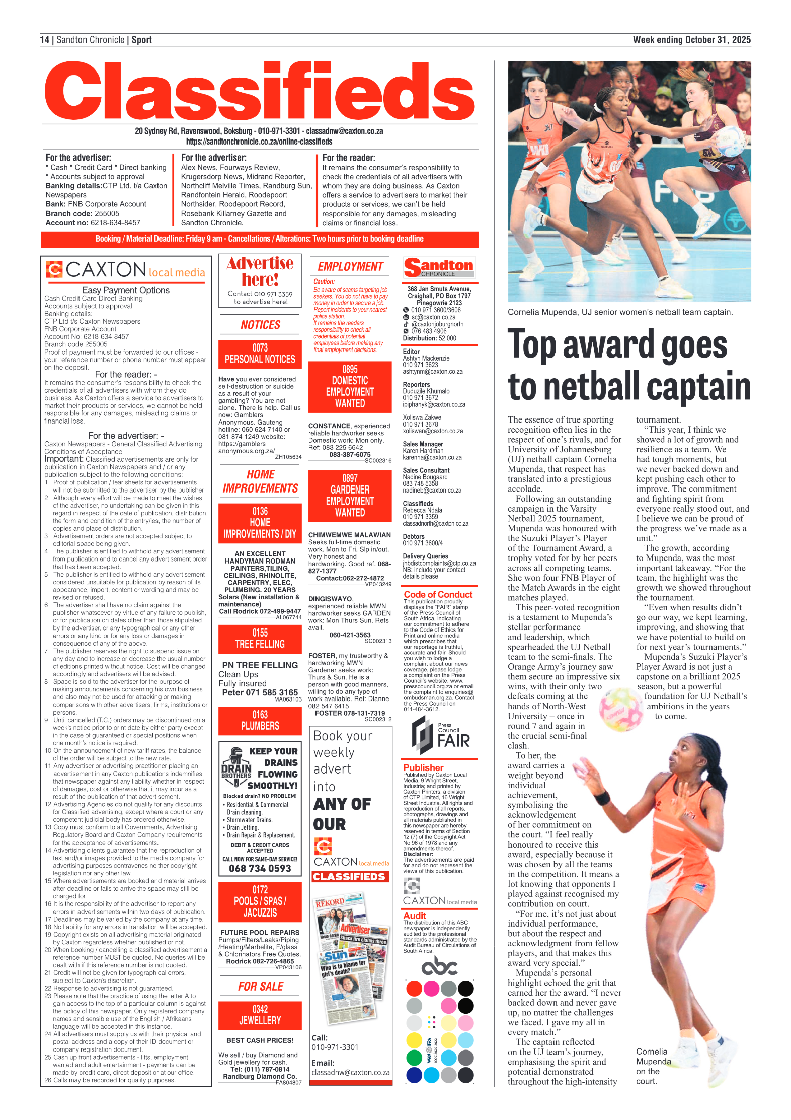 Sandton Chronicle 31 October 2025 page 14