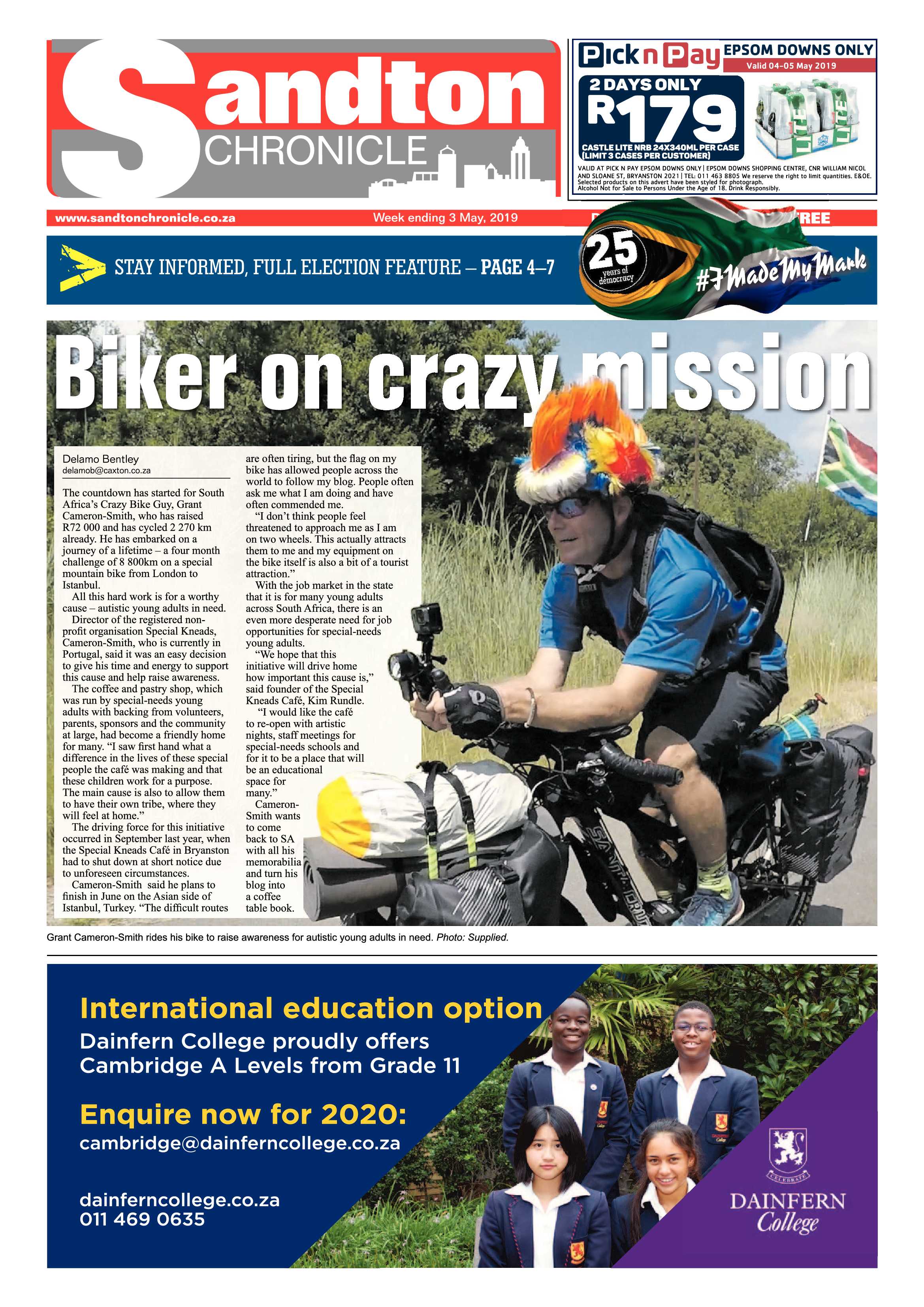 Sandton Chronicle 3 May, 2019 page 1