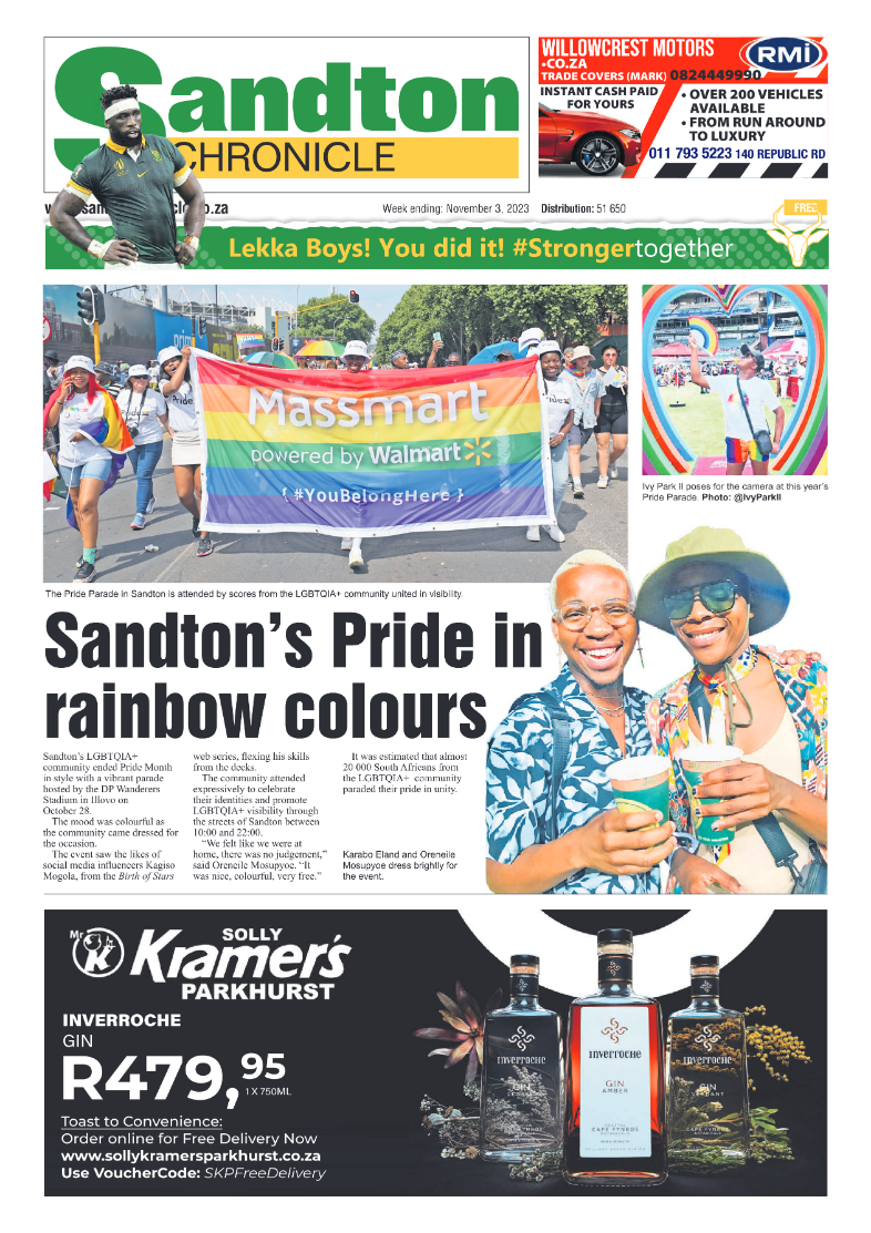 Sandton Chronicle 3 November 2023 page 1