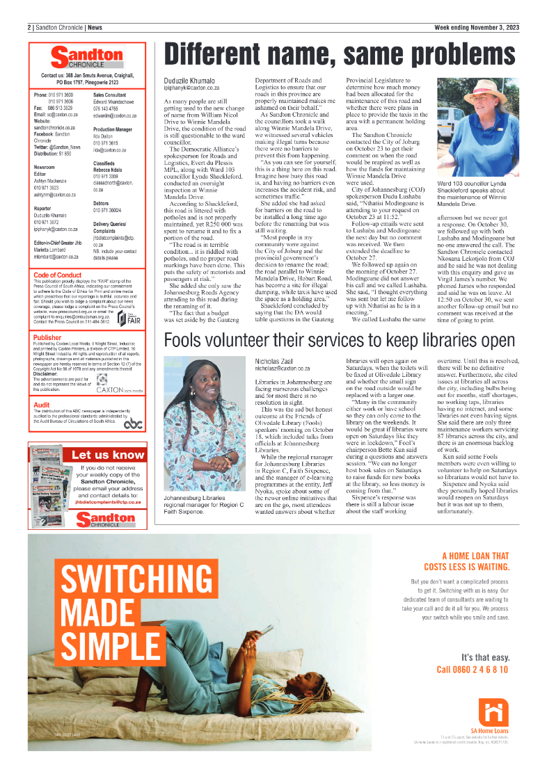 Sandton Chronicle 3 November 2023 page 2