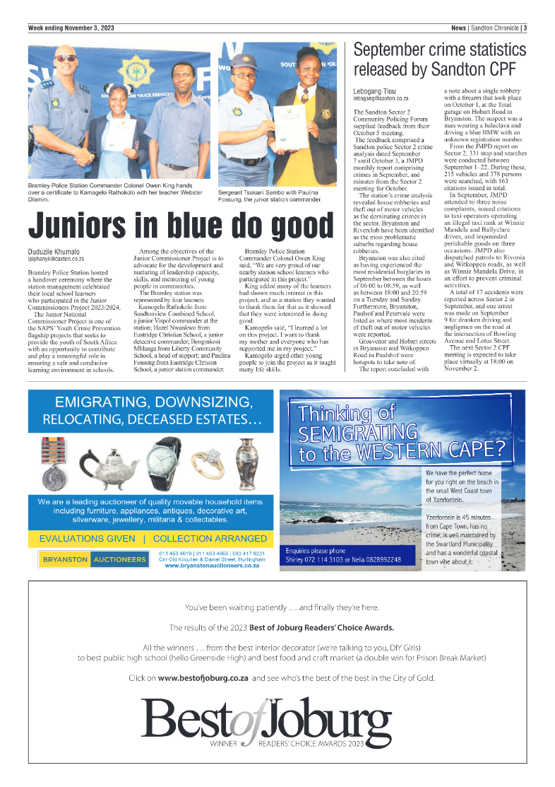 Sandton Chronicle 3 November 2023 page 3