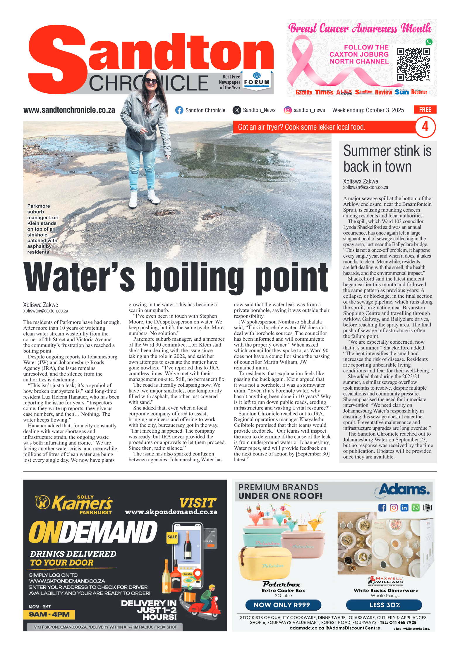 Sandton Chronicle 3 October 2025 page 1
