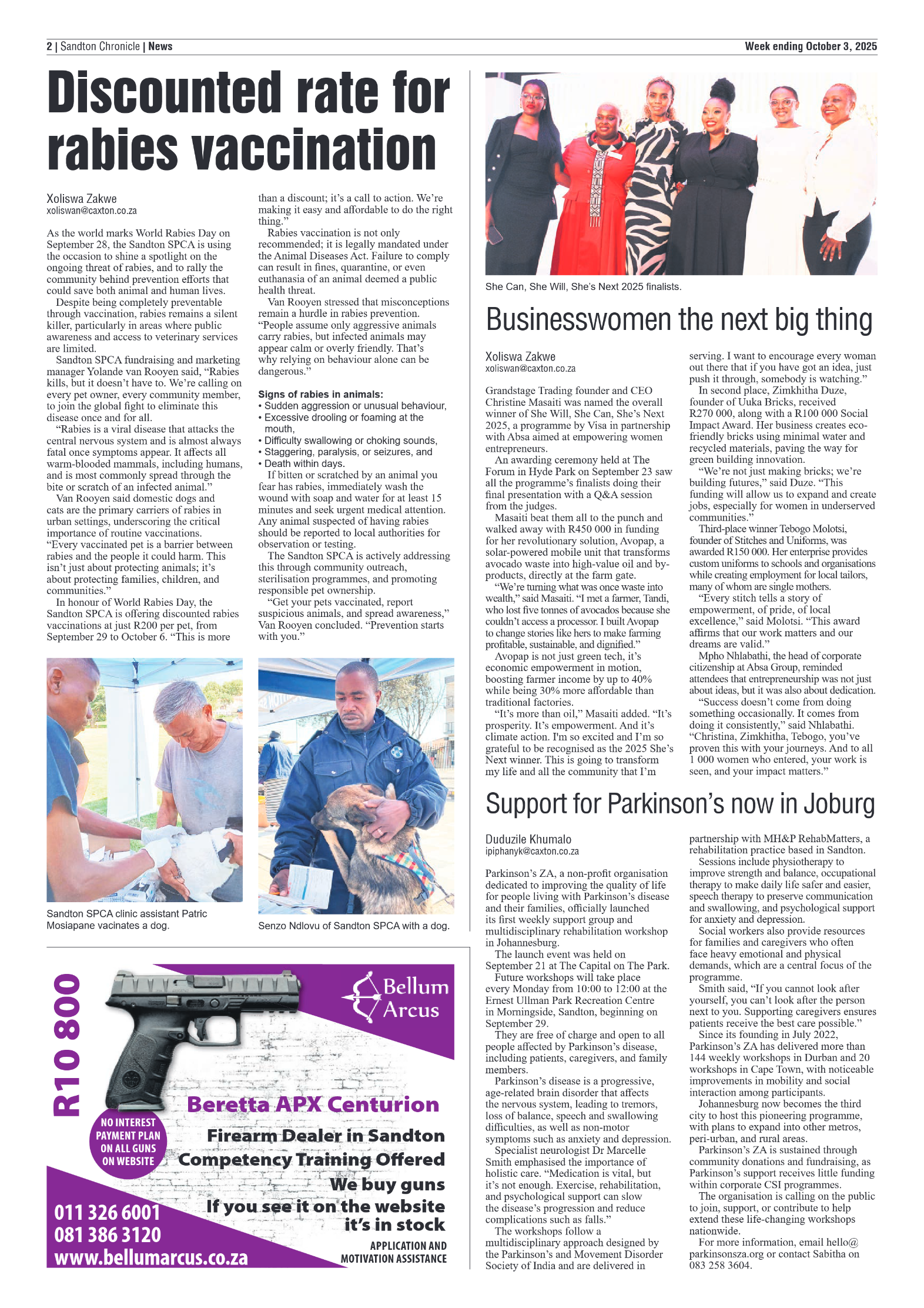 Sandton Chronicle 3 October 2025 page 2