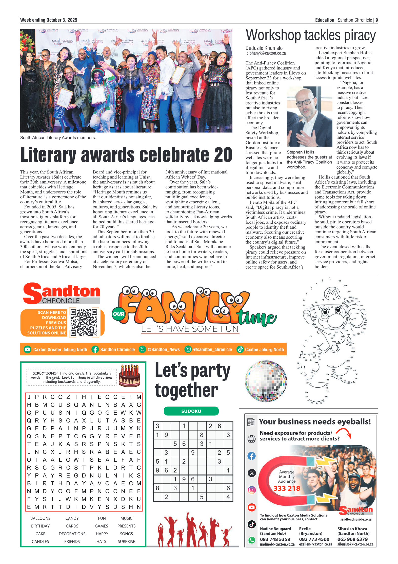 Sandton Chronicle 3 October 2025 page 9