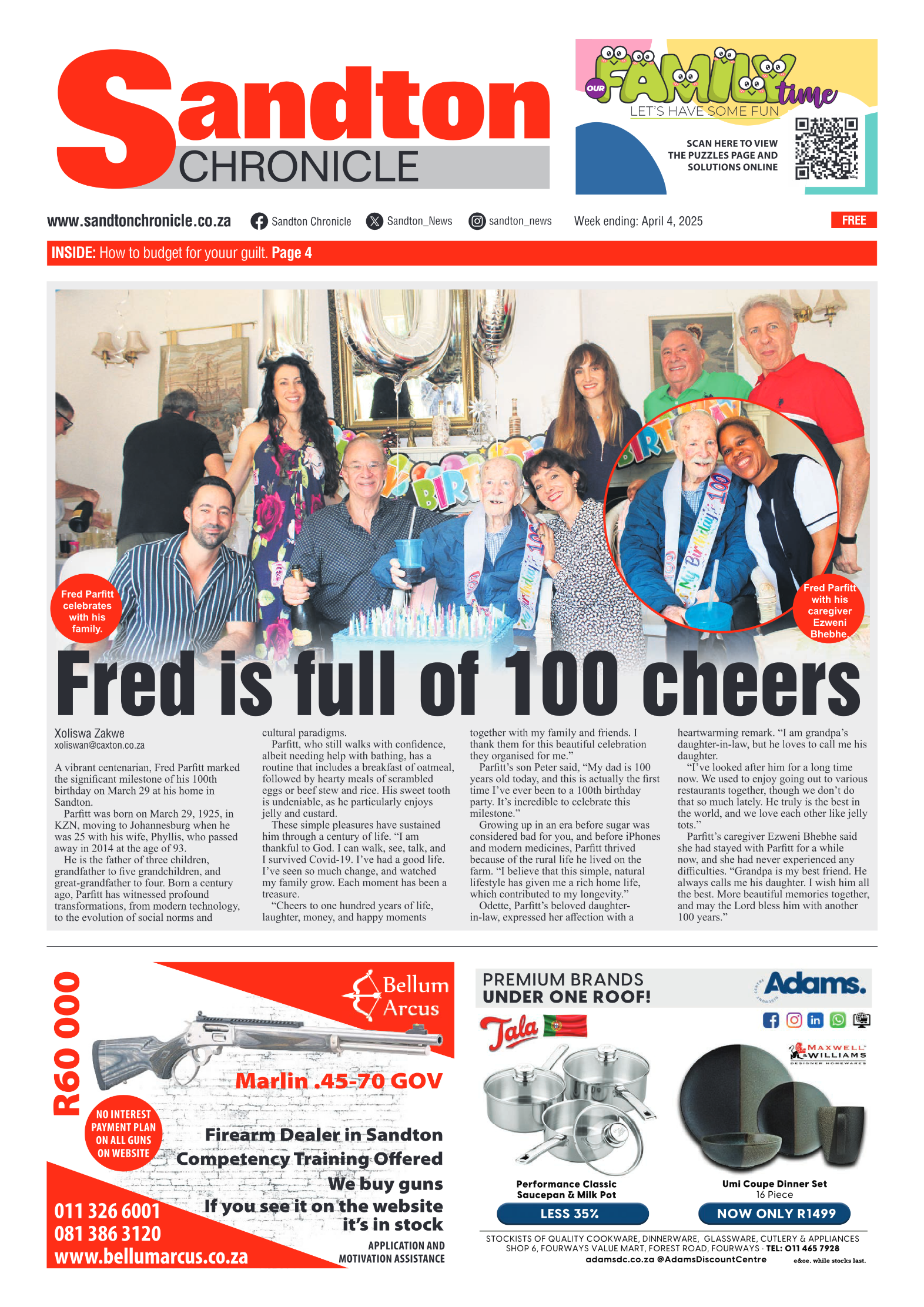 Sandton Chronicle 4 April 2025 page 1