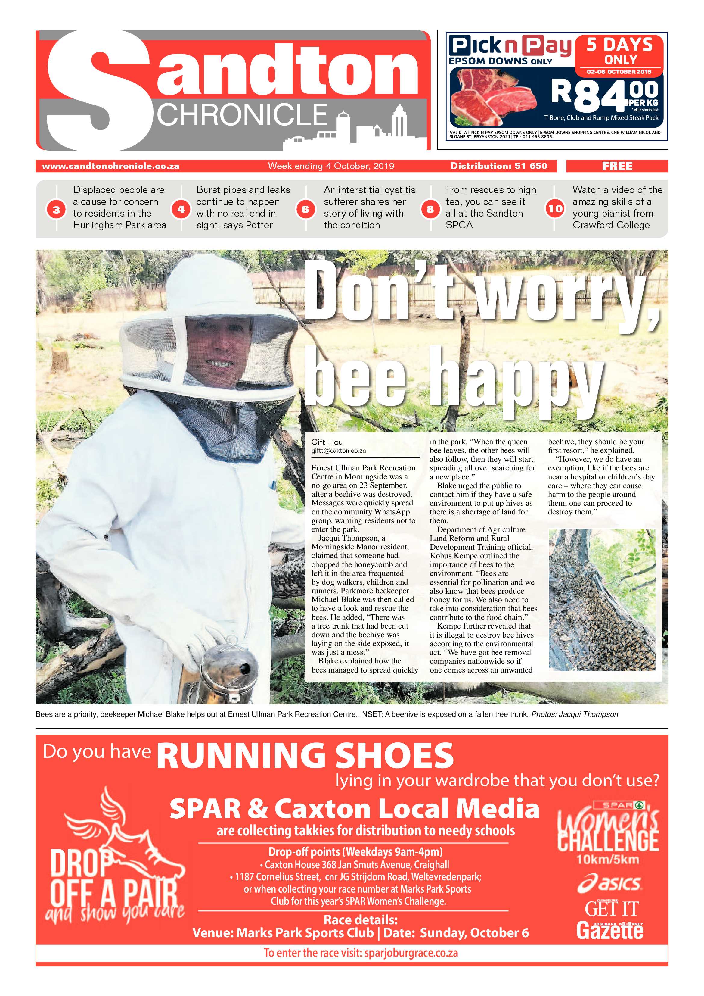 Sandton Chronicle 4 October, 2019 page 1
