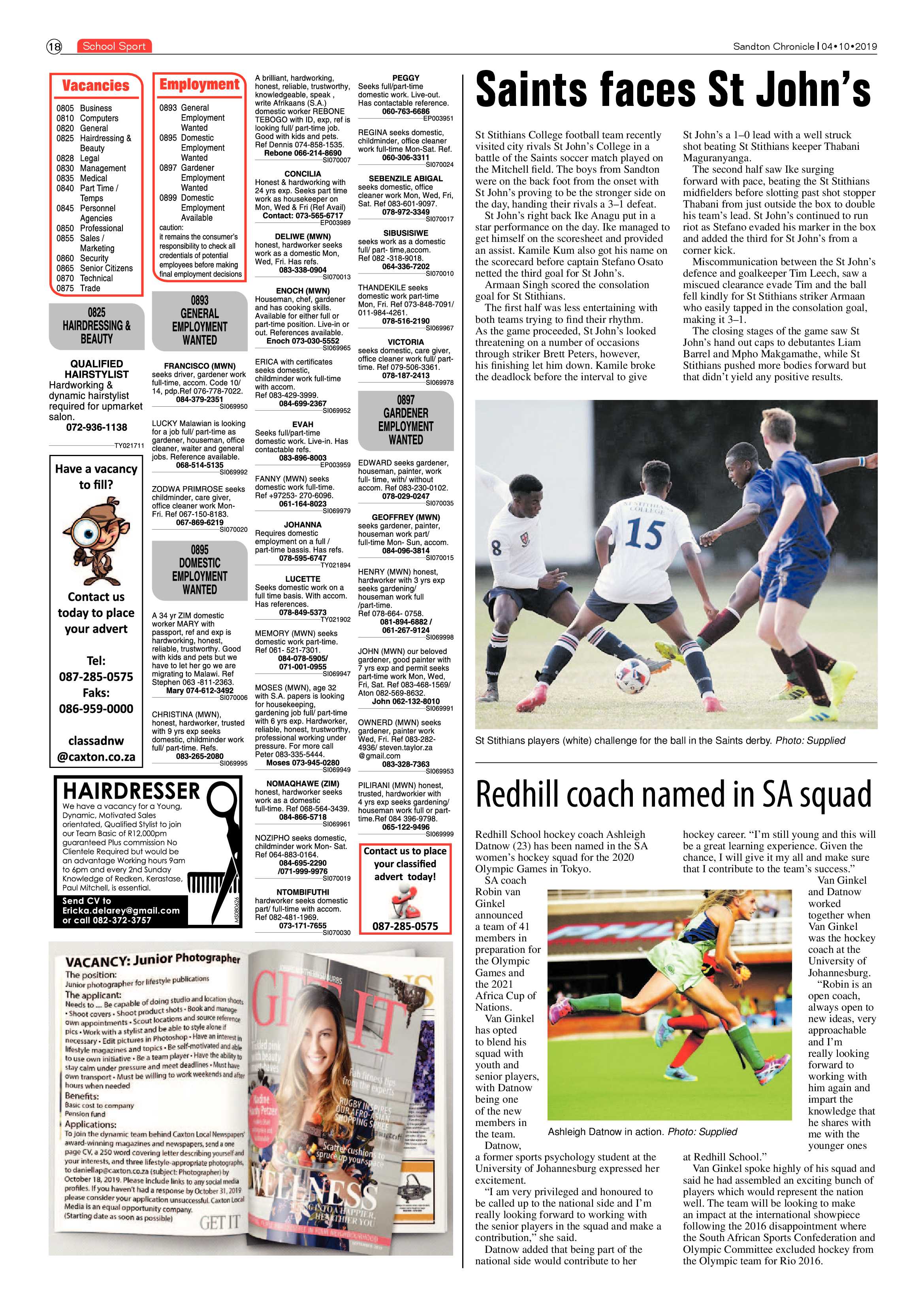 Sandton Chronicle 4 October, 2019 page 18