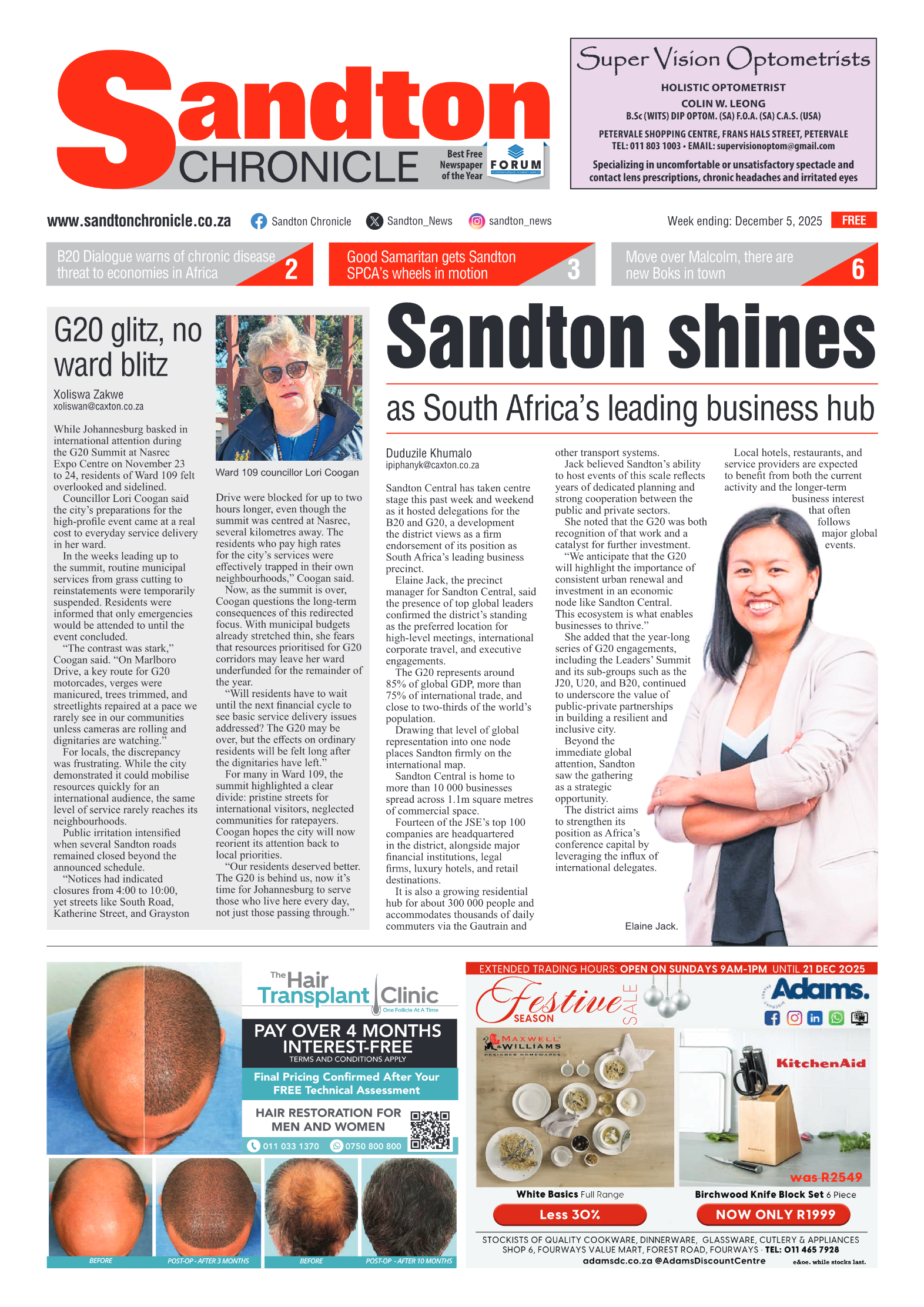 Sandton Chronicle 5 December 2025 page 1