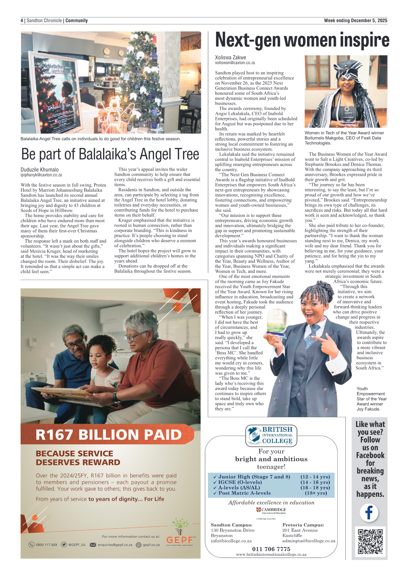 Sandton Chronicle 5 December 2025 page 4