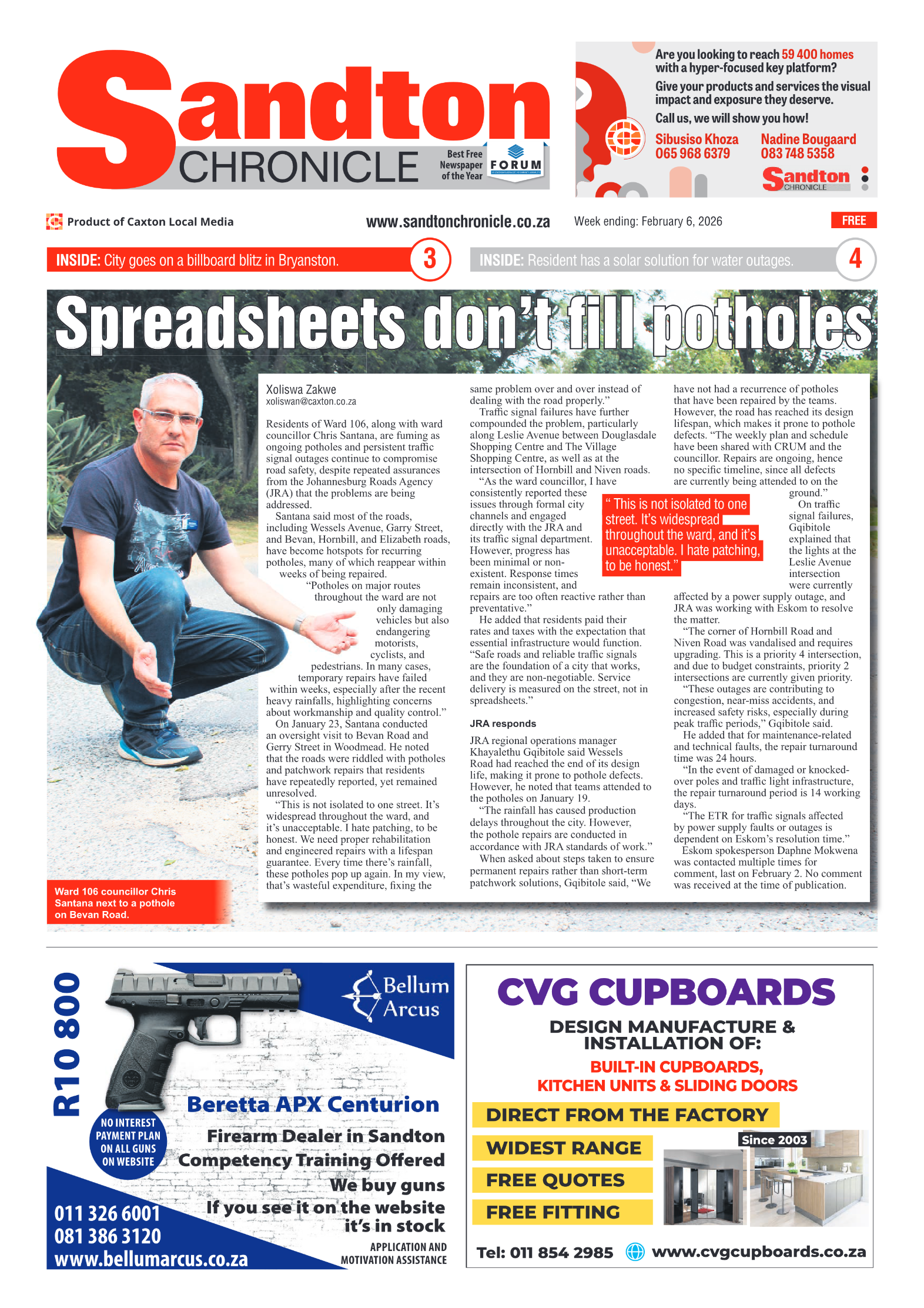 Sandton Chronicle 6 February 2026 page 1