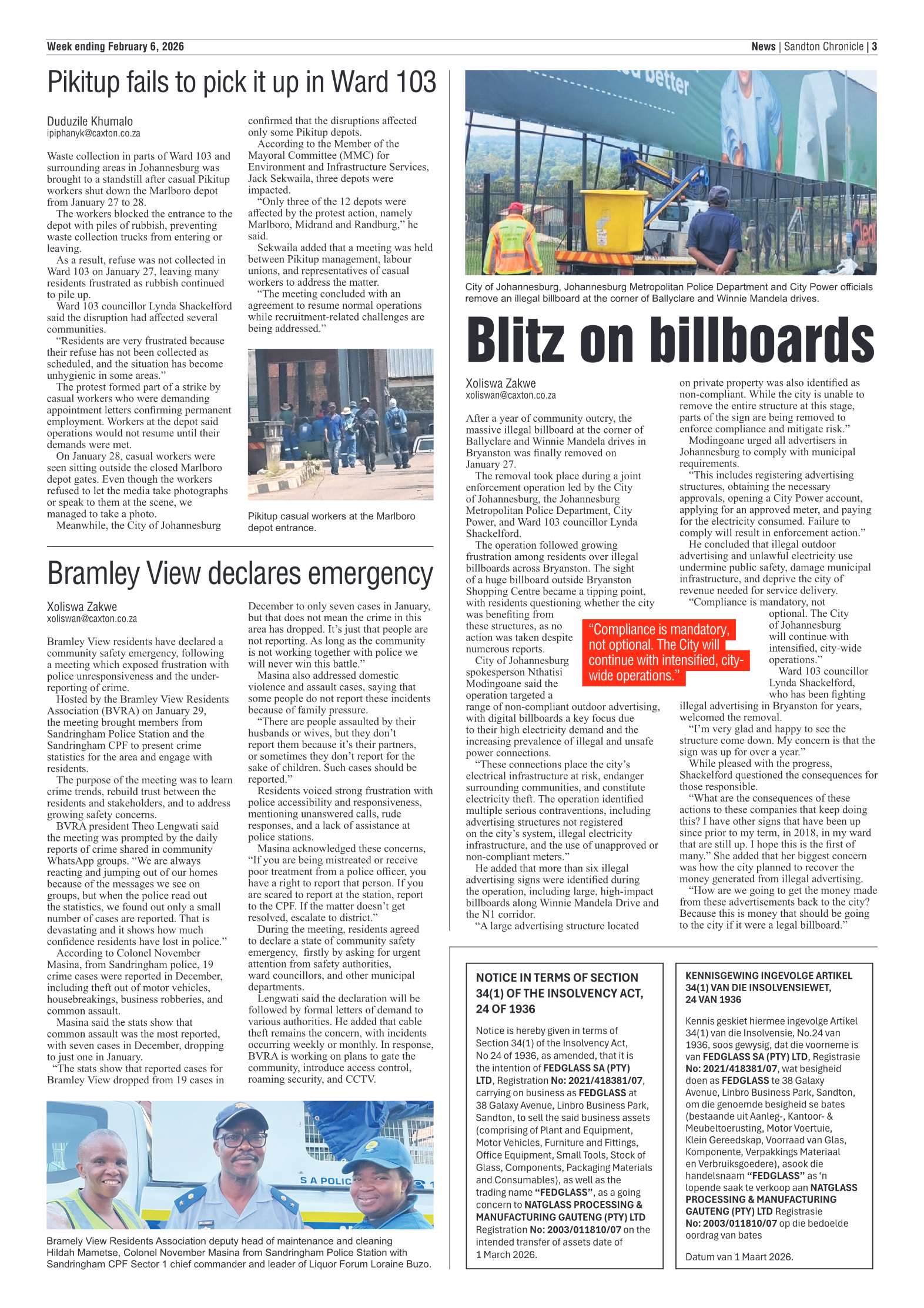Sandton Chronicle 6 February 2026 page 3